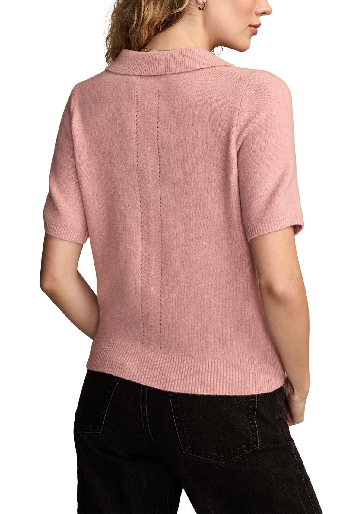 Womens Collared Sweater Knit T-Shirt