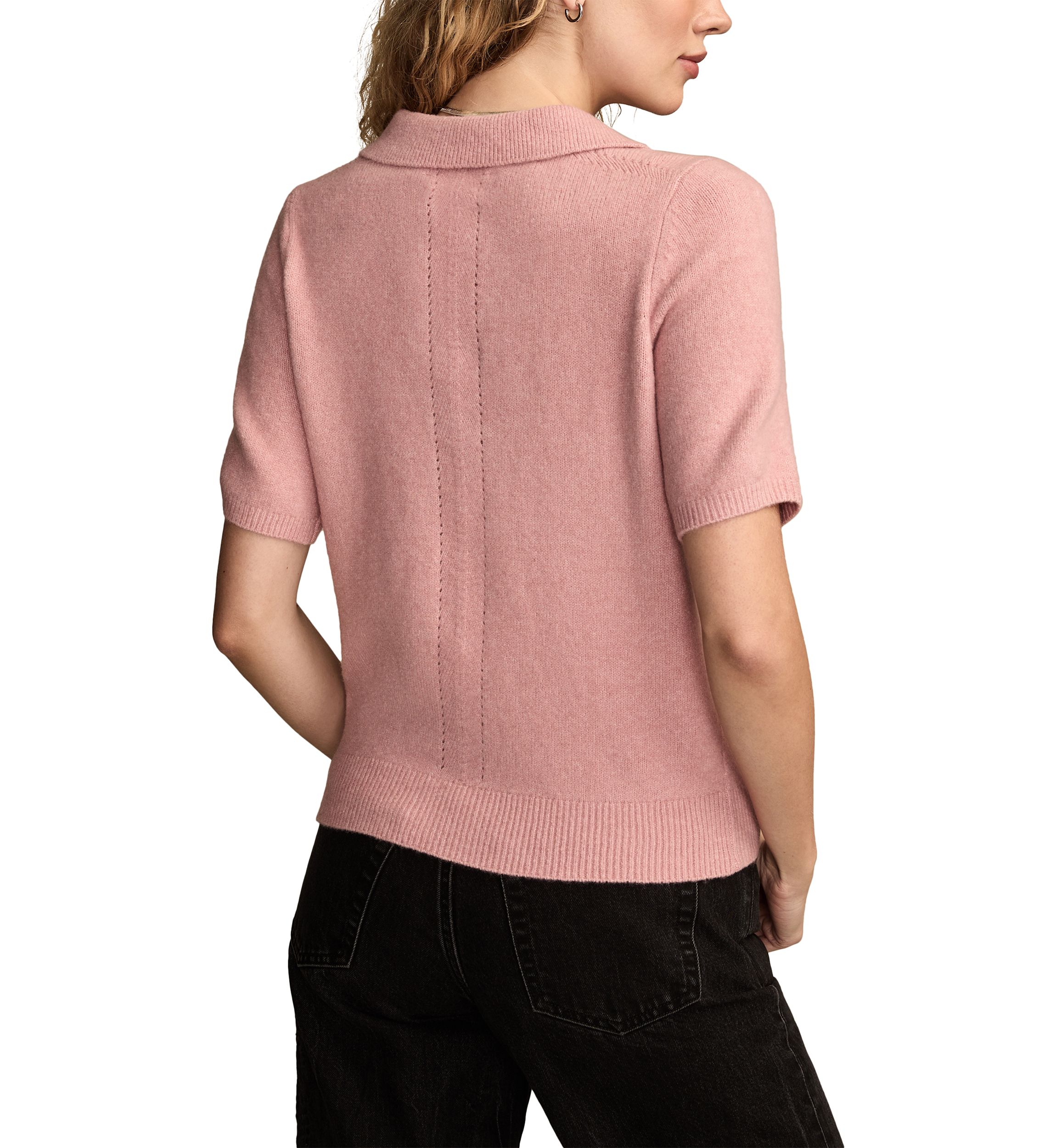 Womens Collared Sweater Knit T-Shirt