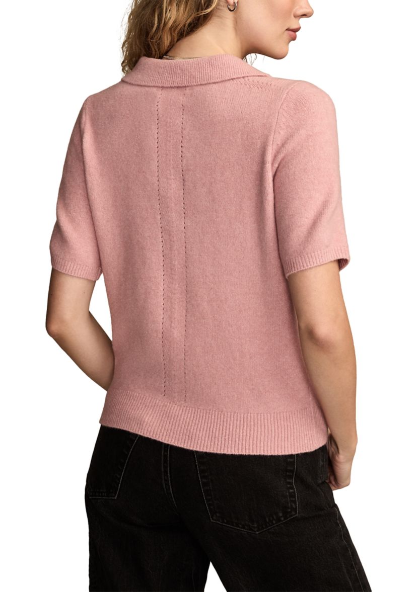Womens Collared Sweater Knit T-Shirt