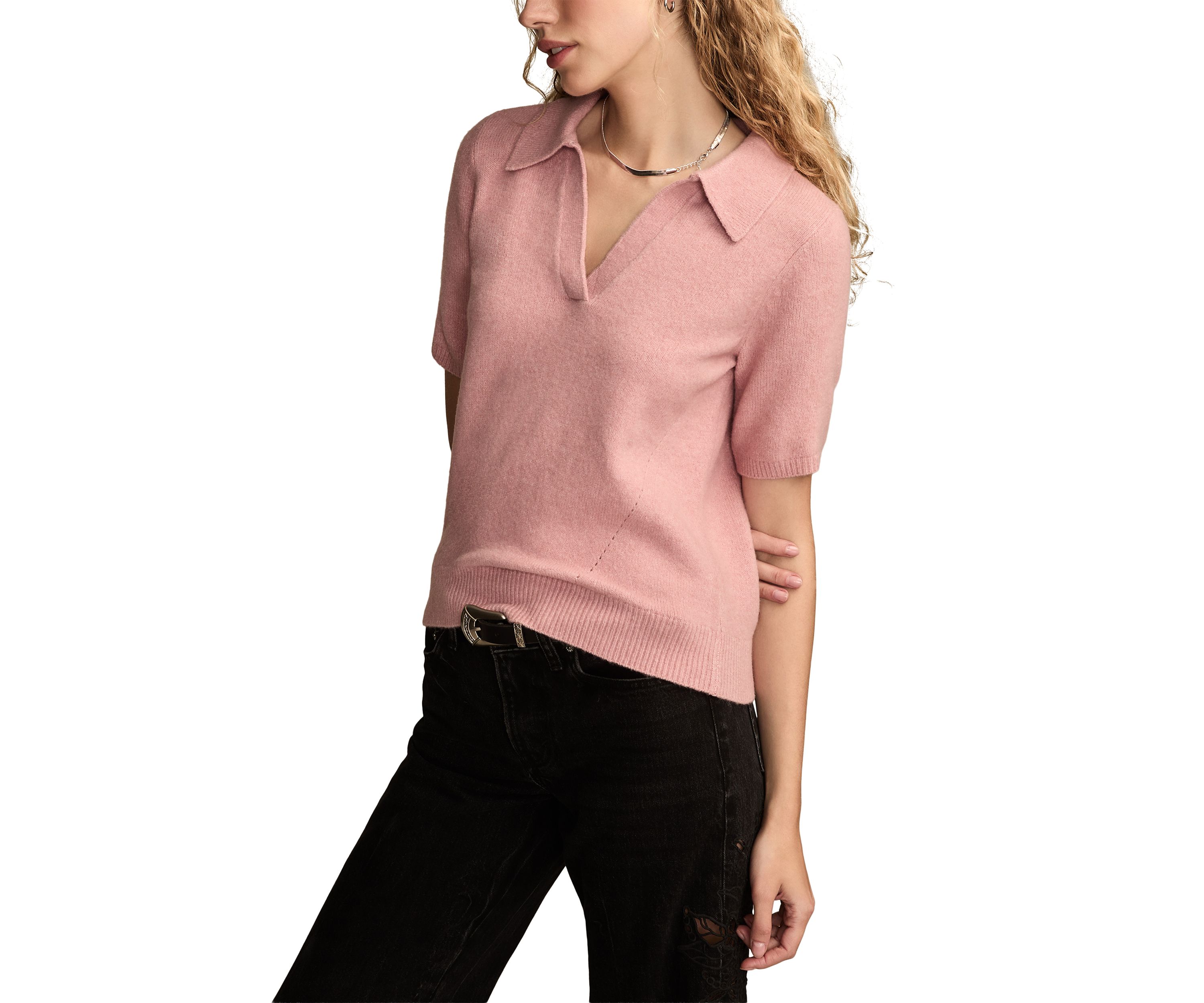 Womens Collared Sweater Knit T-Shirt