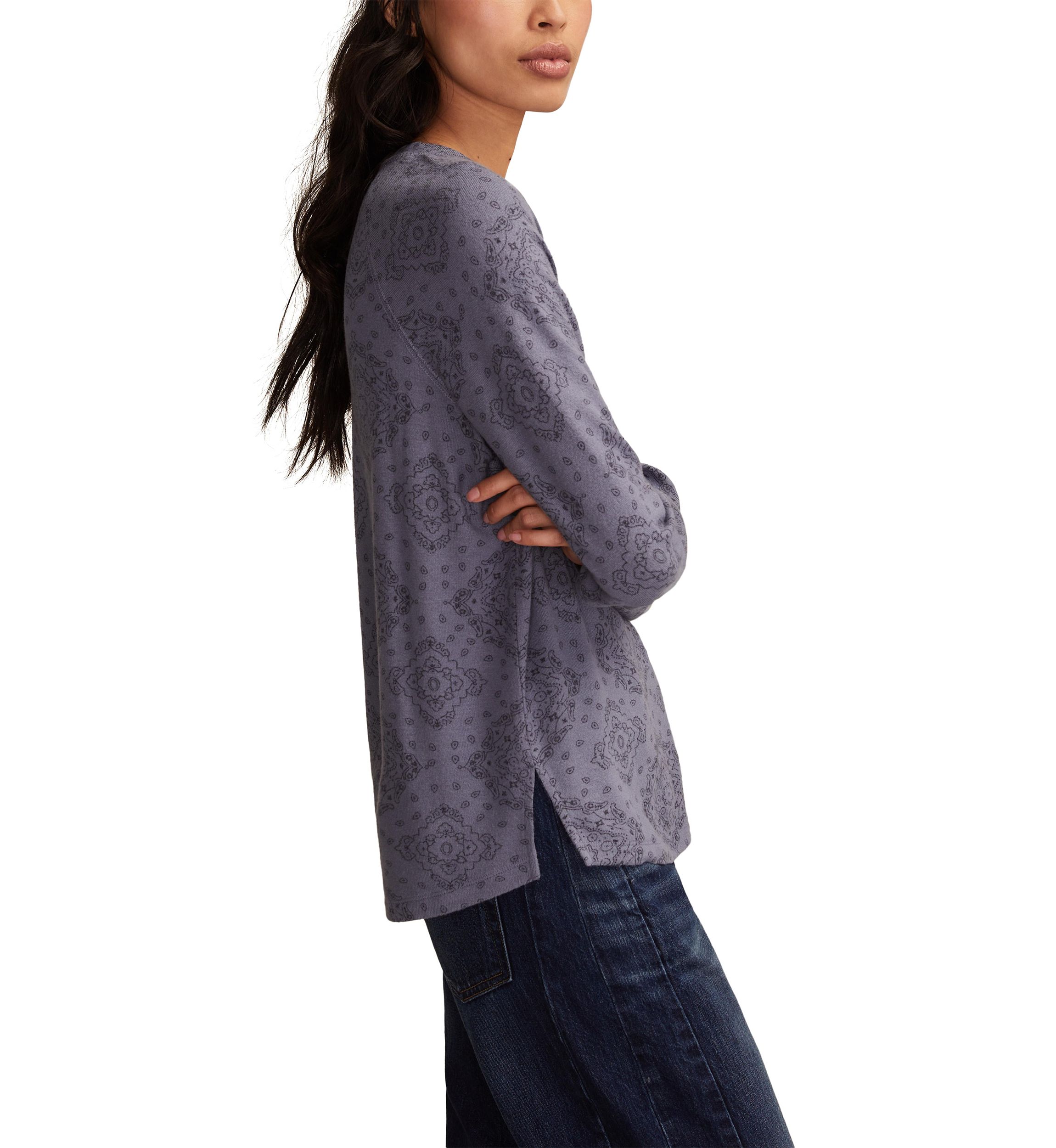 Womens Cloud Knit Printed Top