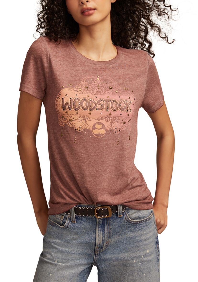 Womens Woodstock Graphic Crew Neck T-Shirt
