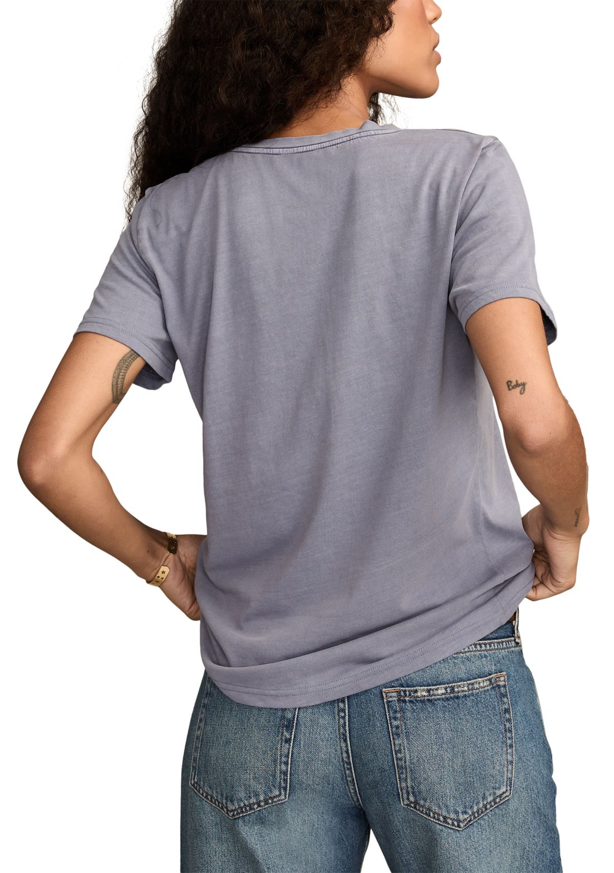 Womens Guitar Hamsa Graphic Crew Neck T-Shirt