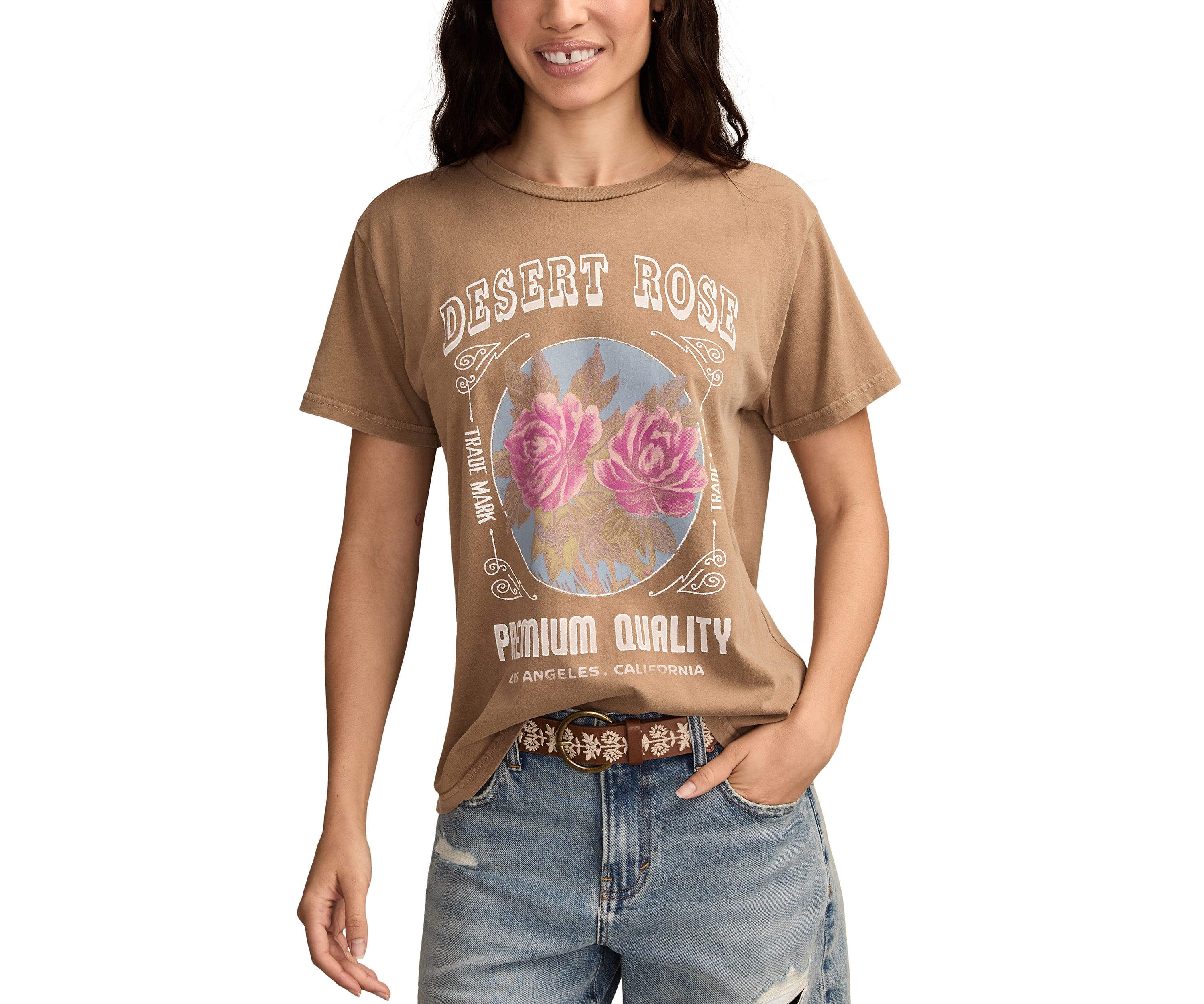 Womens Desert Rose Graphic Boyfriend T-Shirt
