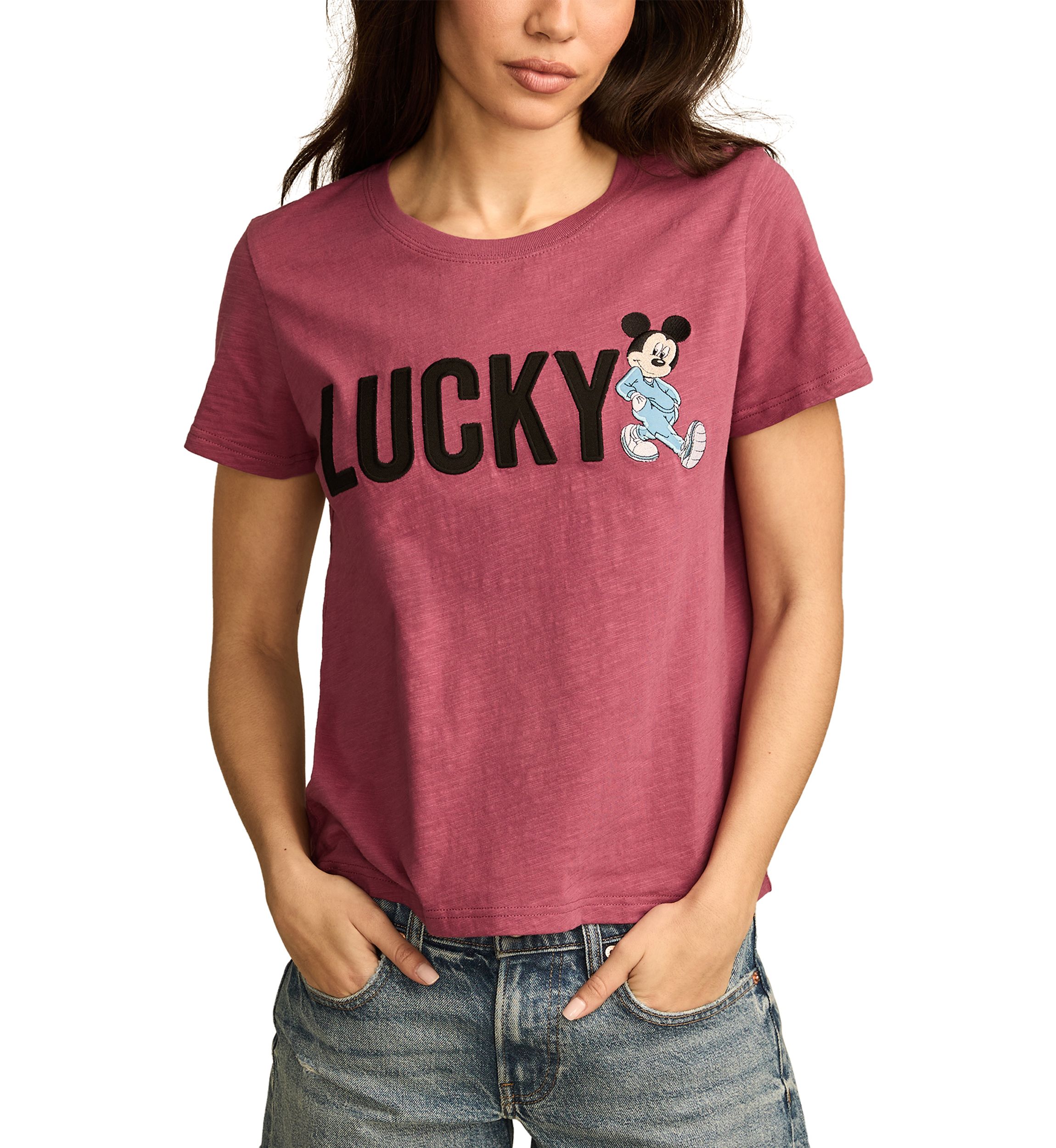 Womens Short Sleeve Mickey Logo Graphic T-Shirt 