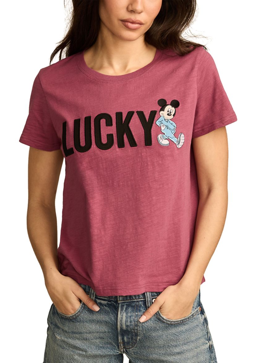 Womens Short Sleeve Mickey Logo Graphic T-Shirt 