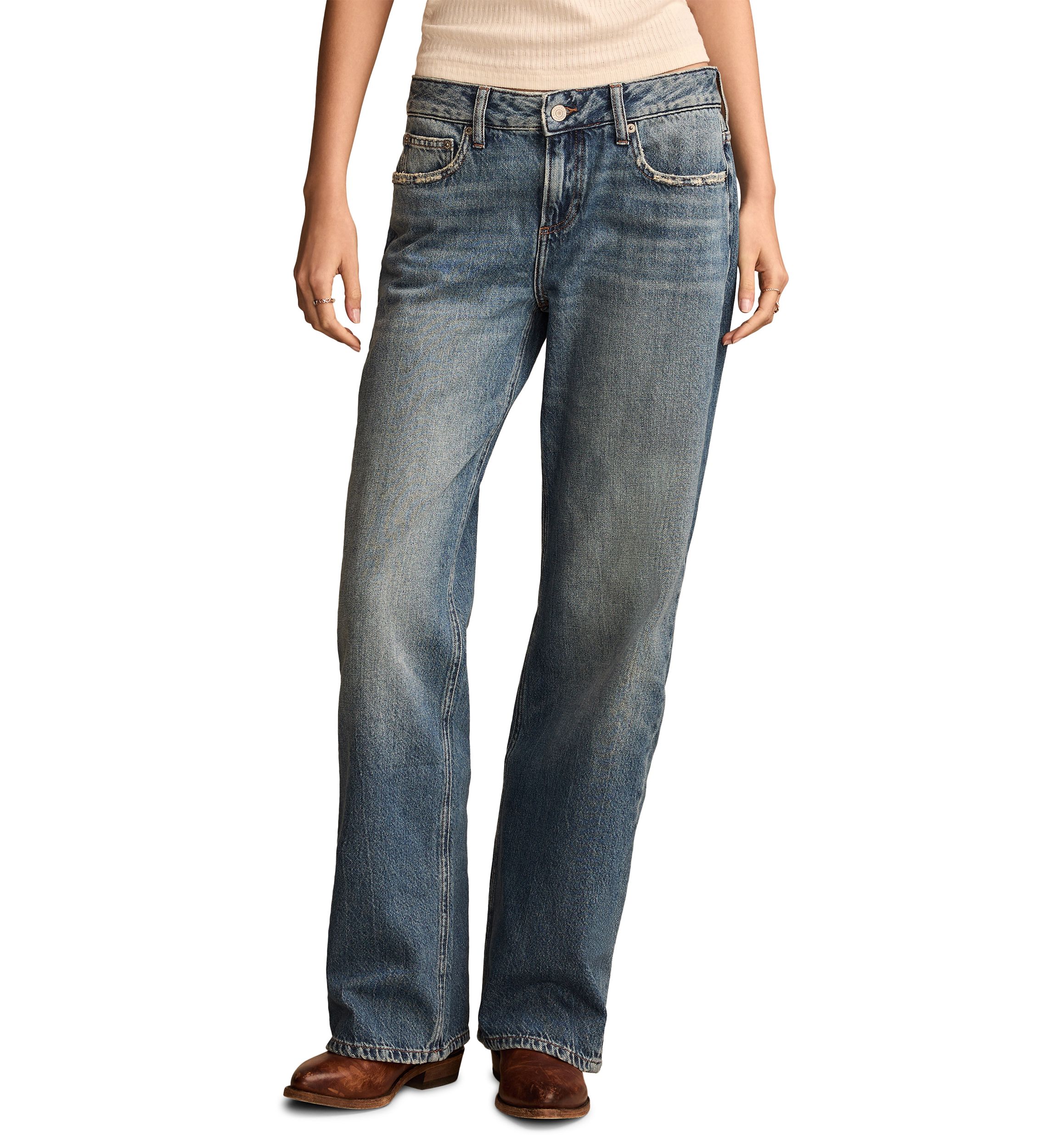 Womens Wide Leg Baggy Denim Jeans