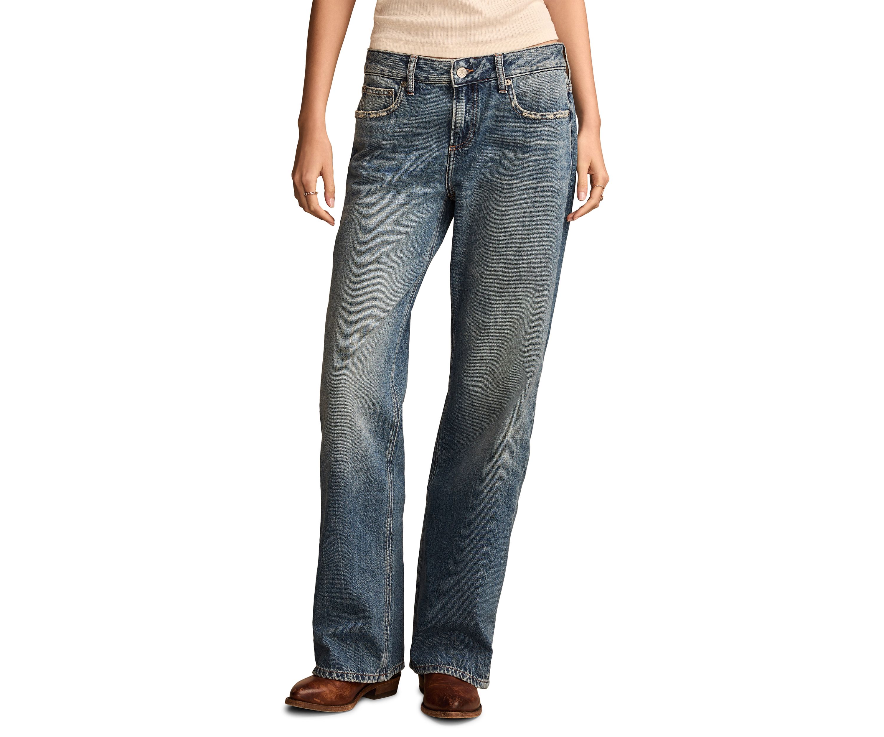 Womens Wide Leg Baggy Denim Jeans