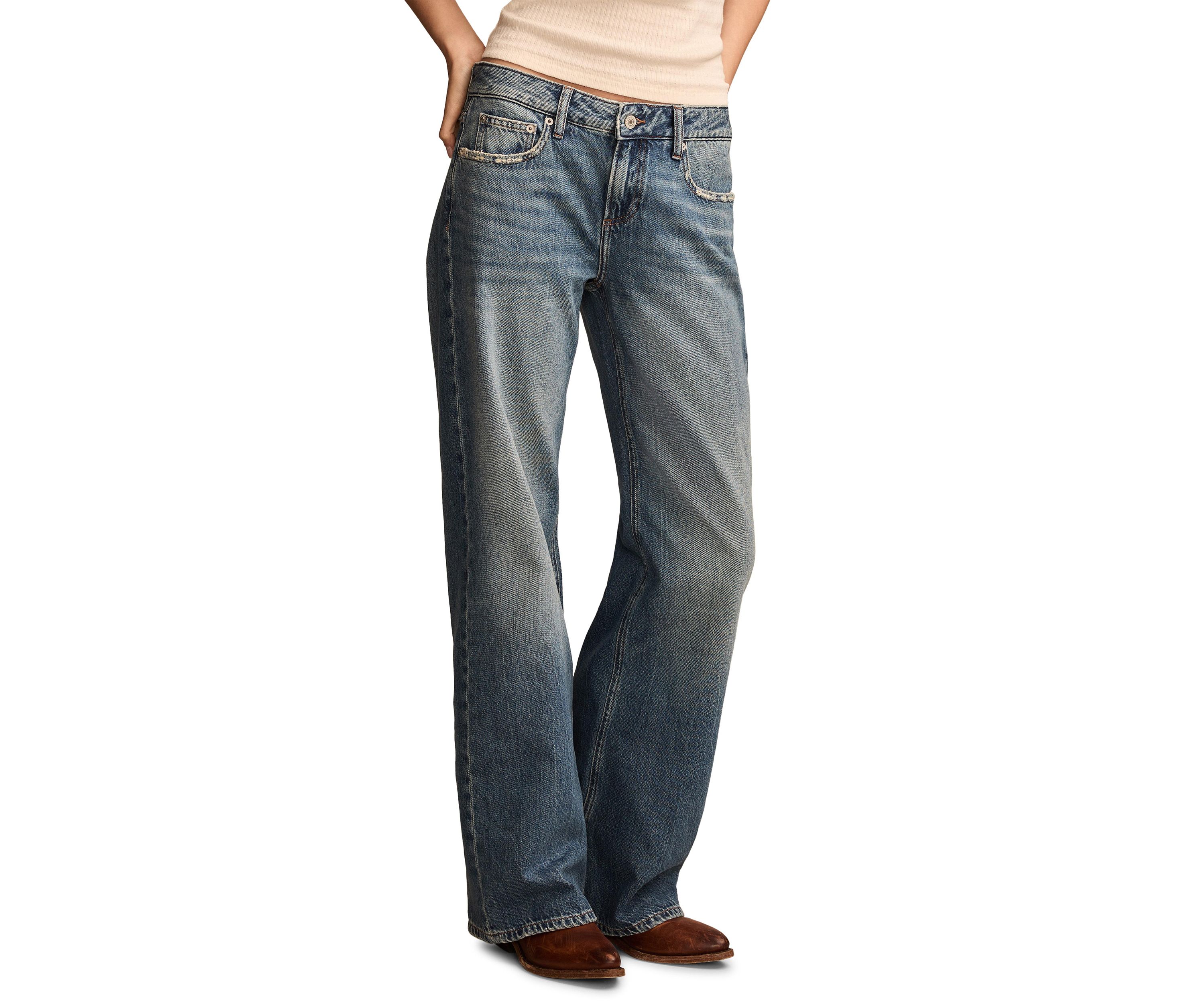 Womens Wide Leg Baggy Denim Jeans