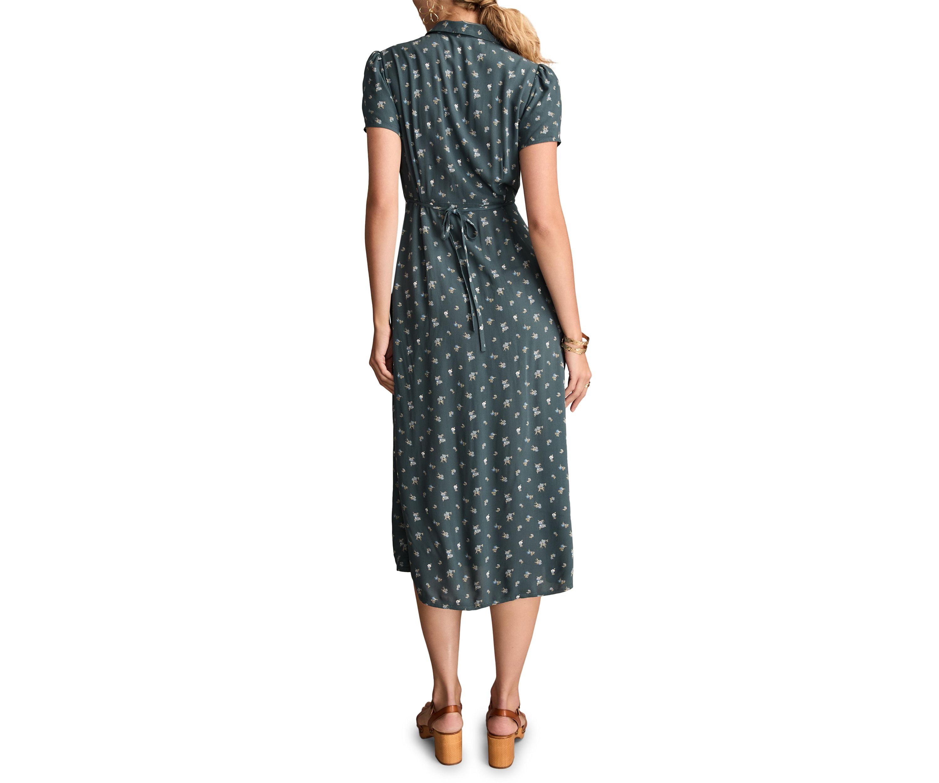 Womens Printed Button Front Dress