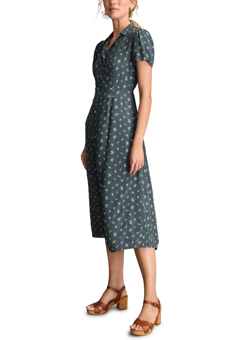 Womens Printed Button Front Dress