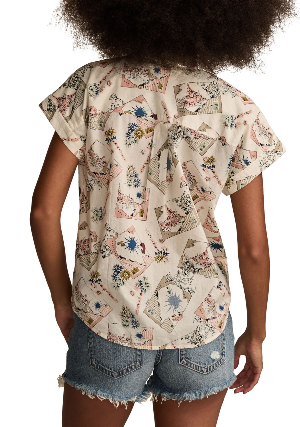 Printed Button Down Short Sleeve Shirt