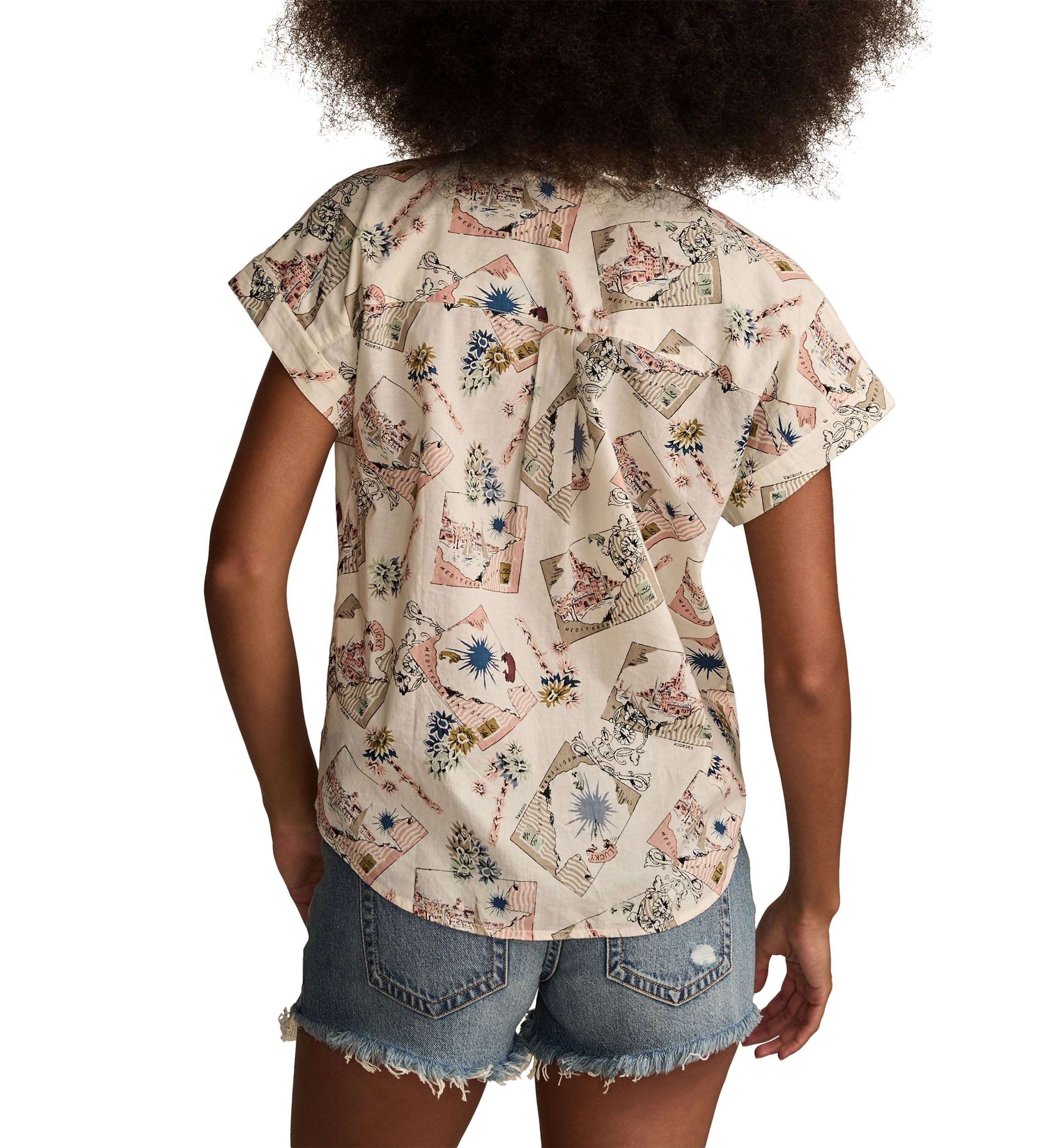 Printed Button Down Short Sleeve Shirt