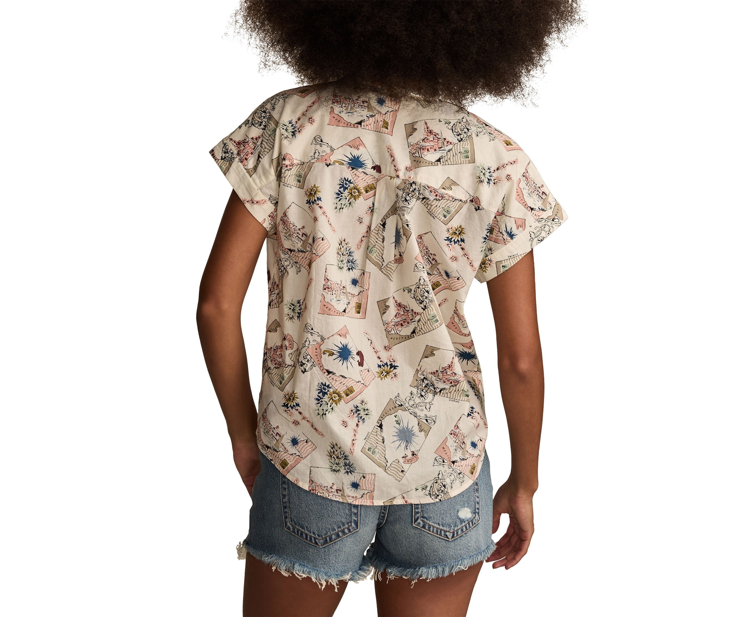 Printed Button Down Short Sleeve Shirt