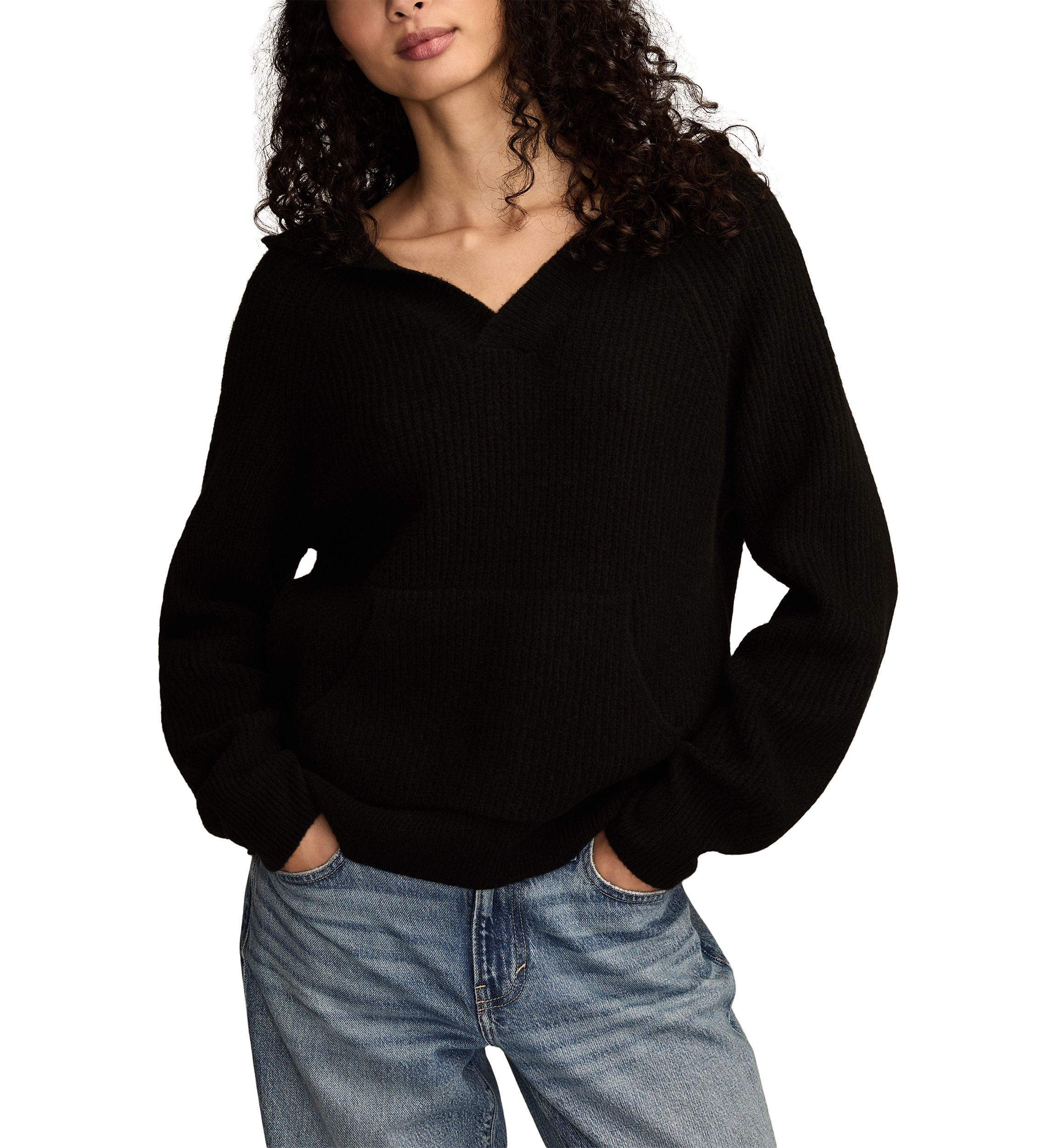 Womens Long Sleeve Waffle Hoodie Sweater