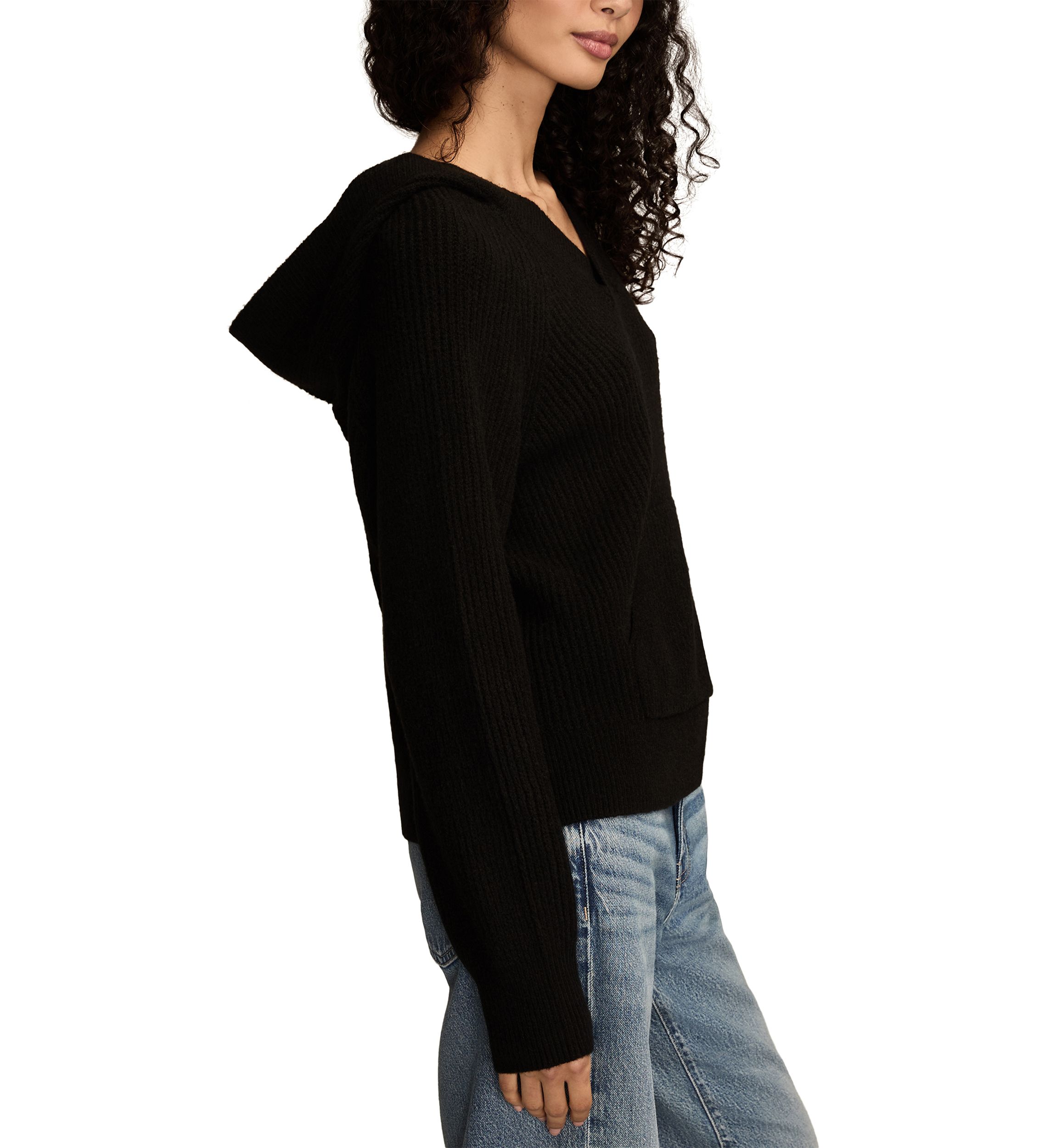 Womens Long Sleeve Waffle Hoodie Sweater
