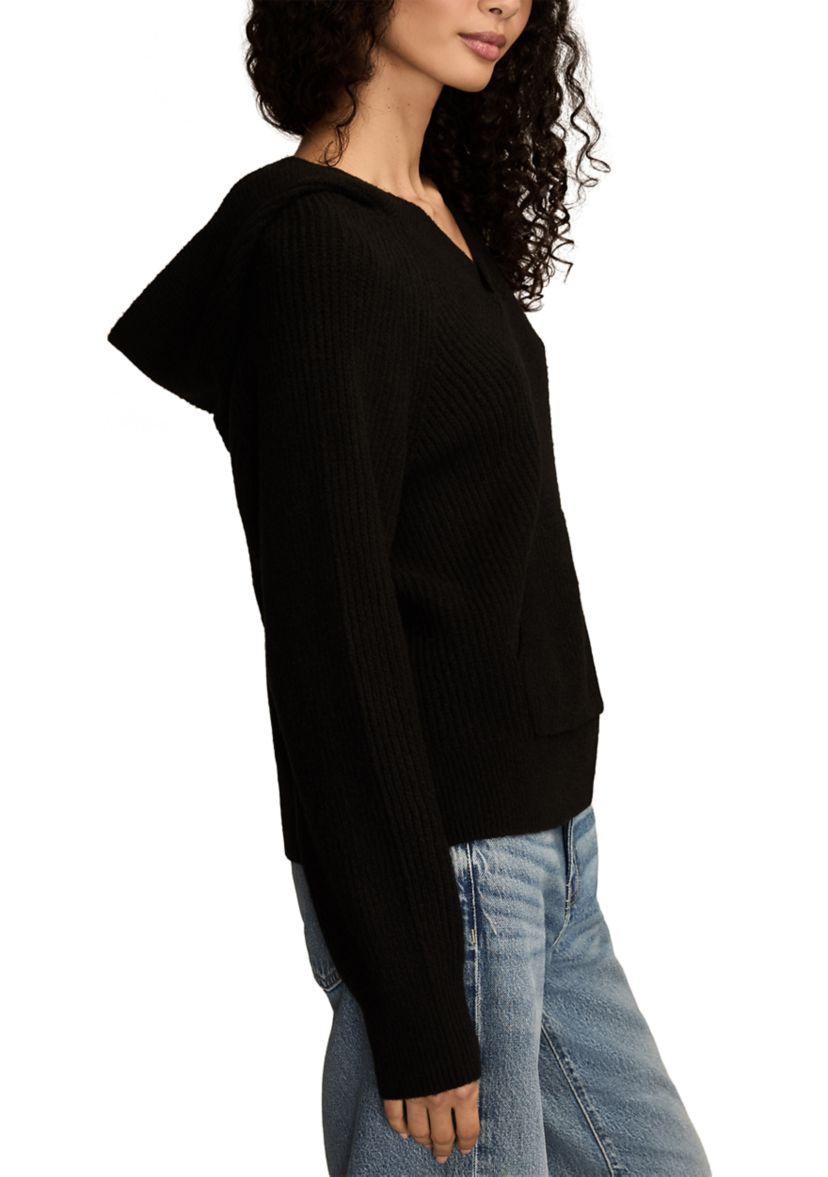 Womens Long Sleeve Waffle Hoodie Sweater