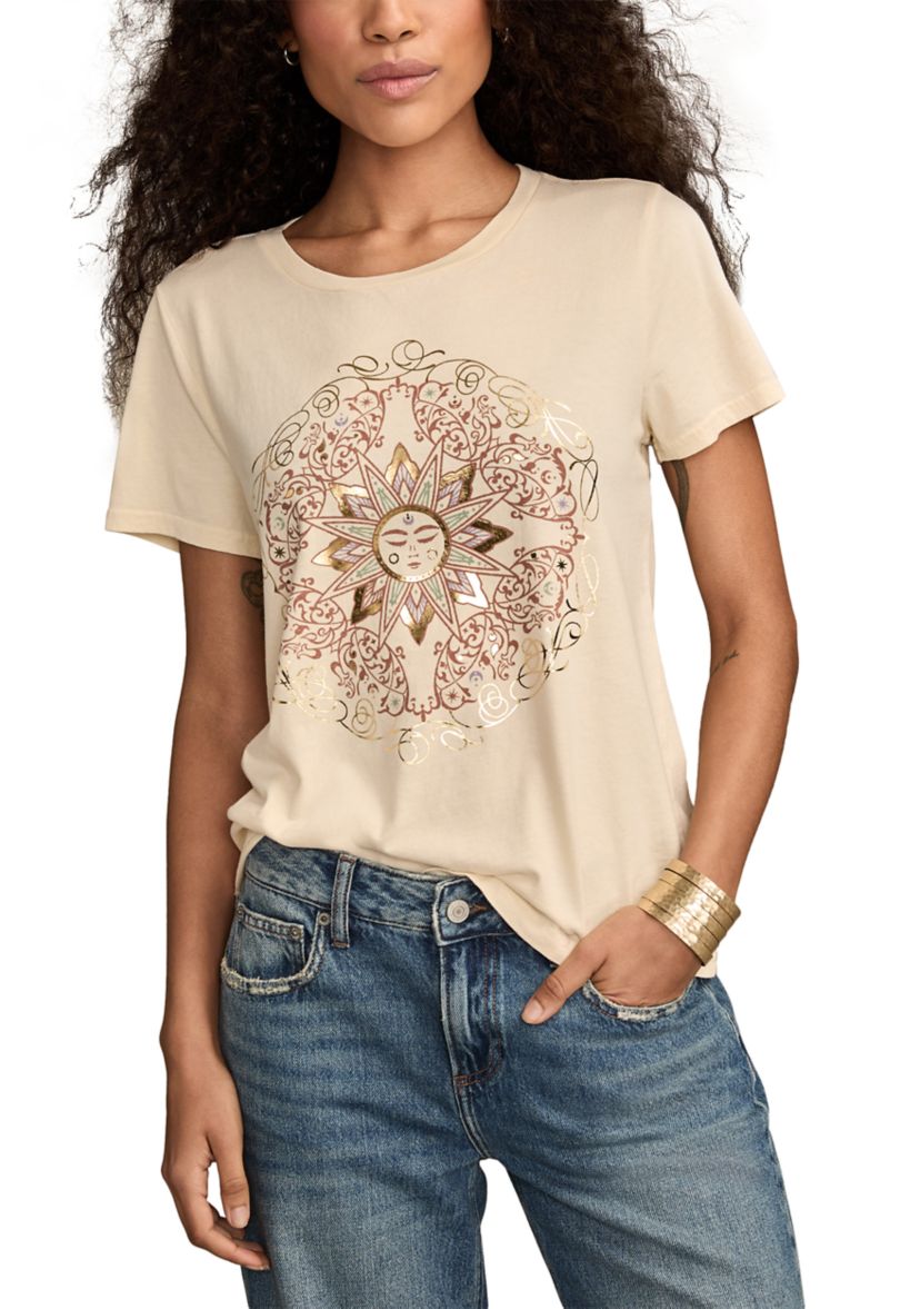 Womens Sun Frame Graphic Crew Neck T-Shirt