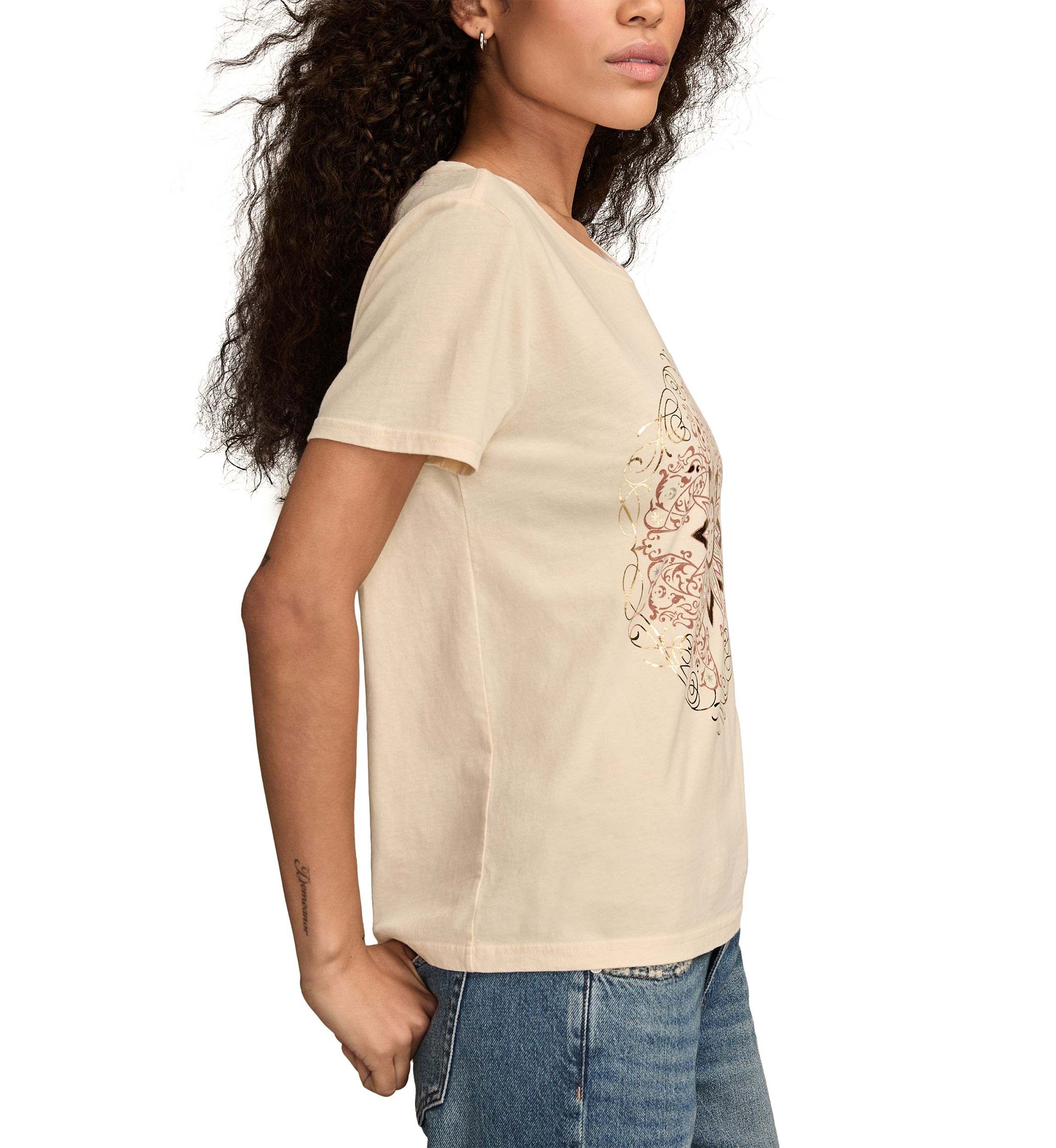 Womens Sun Frame Graphic Crew Neck T-Shirt
