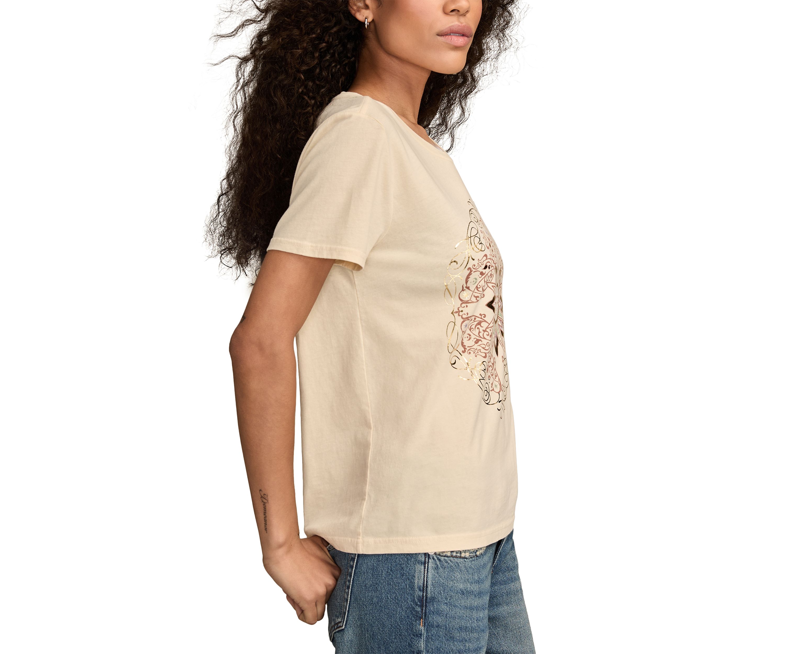Womens Sun Frame Graphic Crew Neck T-Shirt