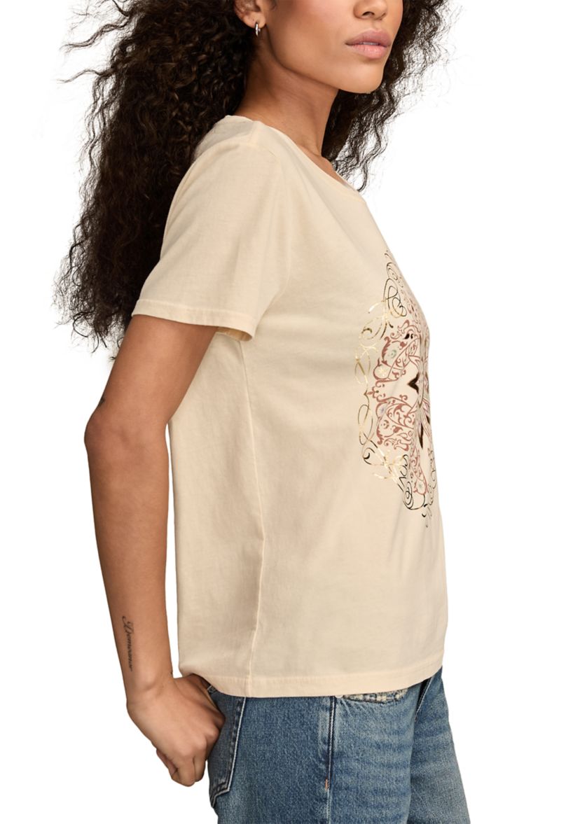 Womens Sun Frame Graphic Crew Neck T-Shirt