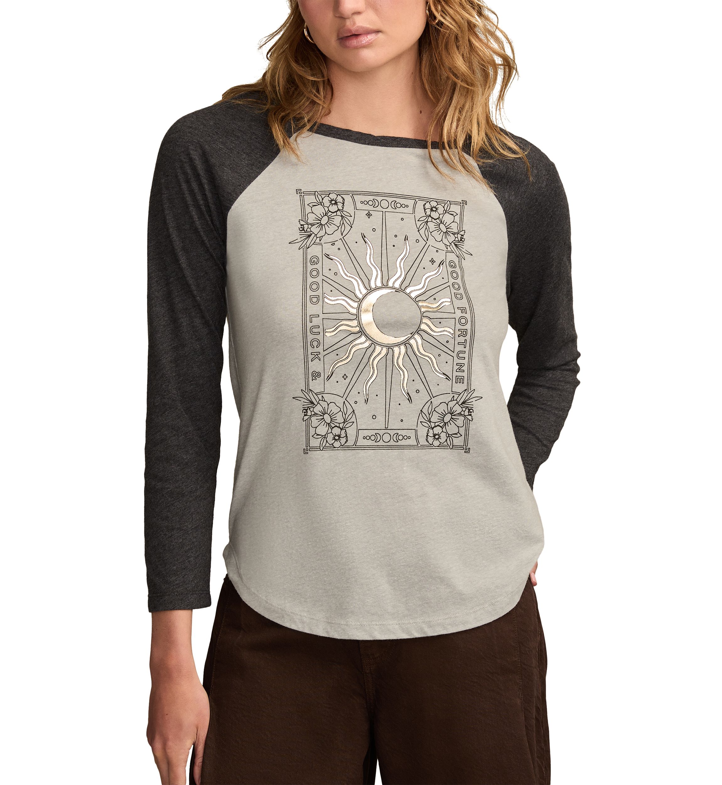 Womens 3/4 Raglan Sleeve Graphic Baseball T-Shirt