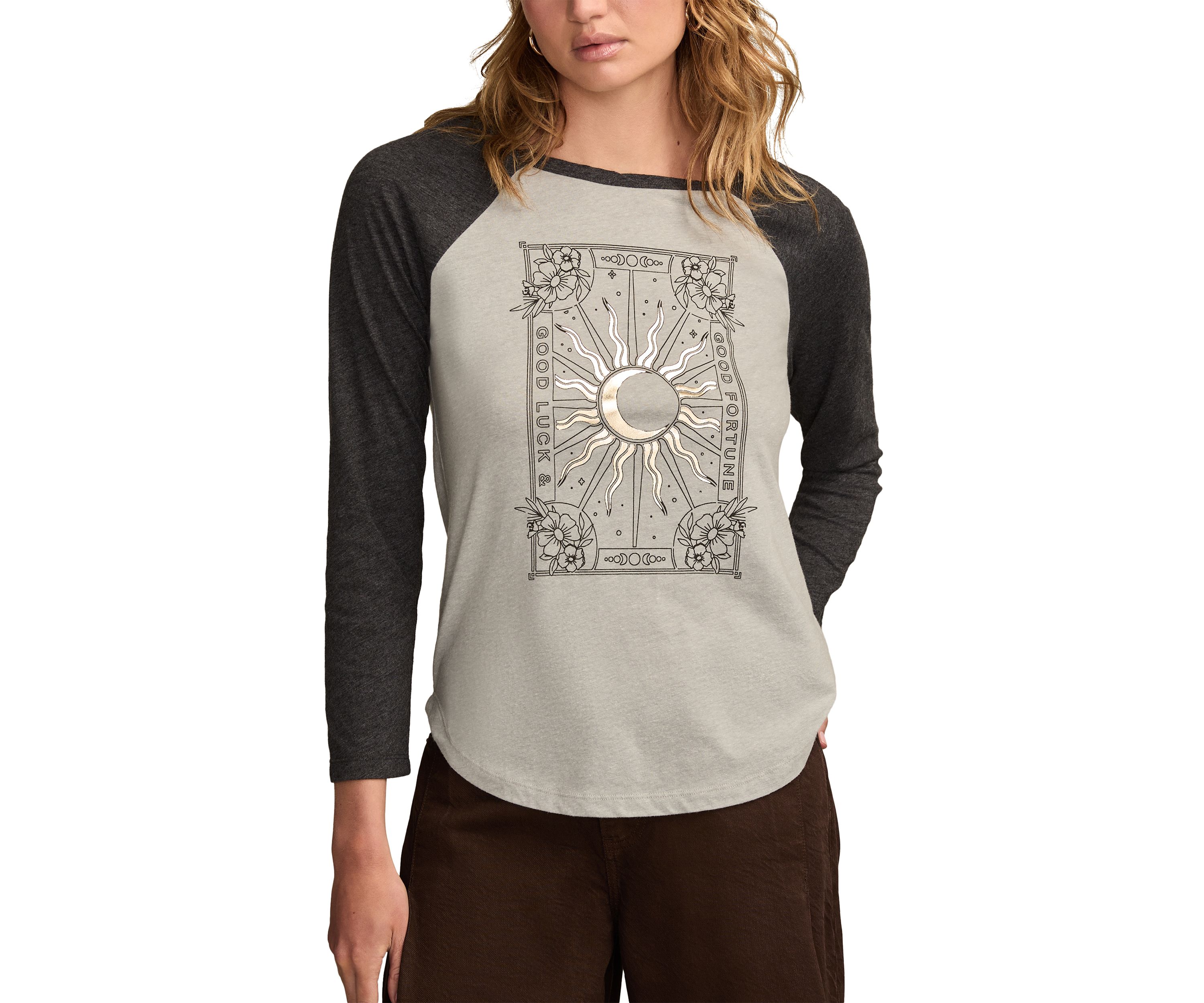 Womens 3/4 Raglan Sleeve Graphic Baseball T-Shirt