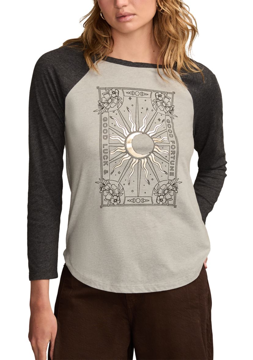 Womens 3/4 Raglan Sleeve Graphic Baseball T-Shirt