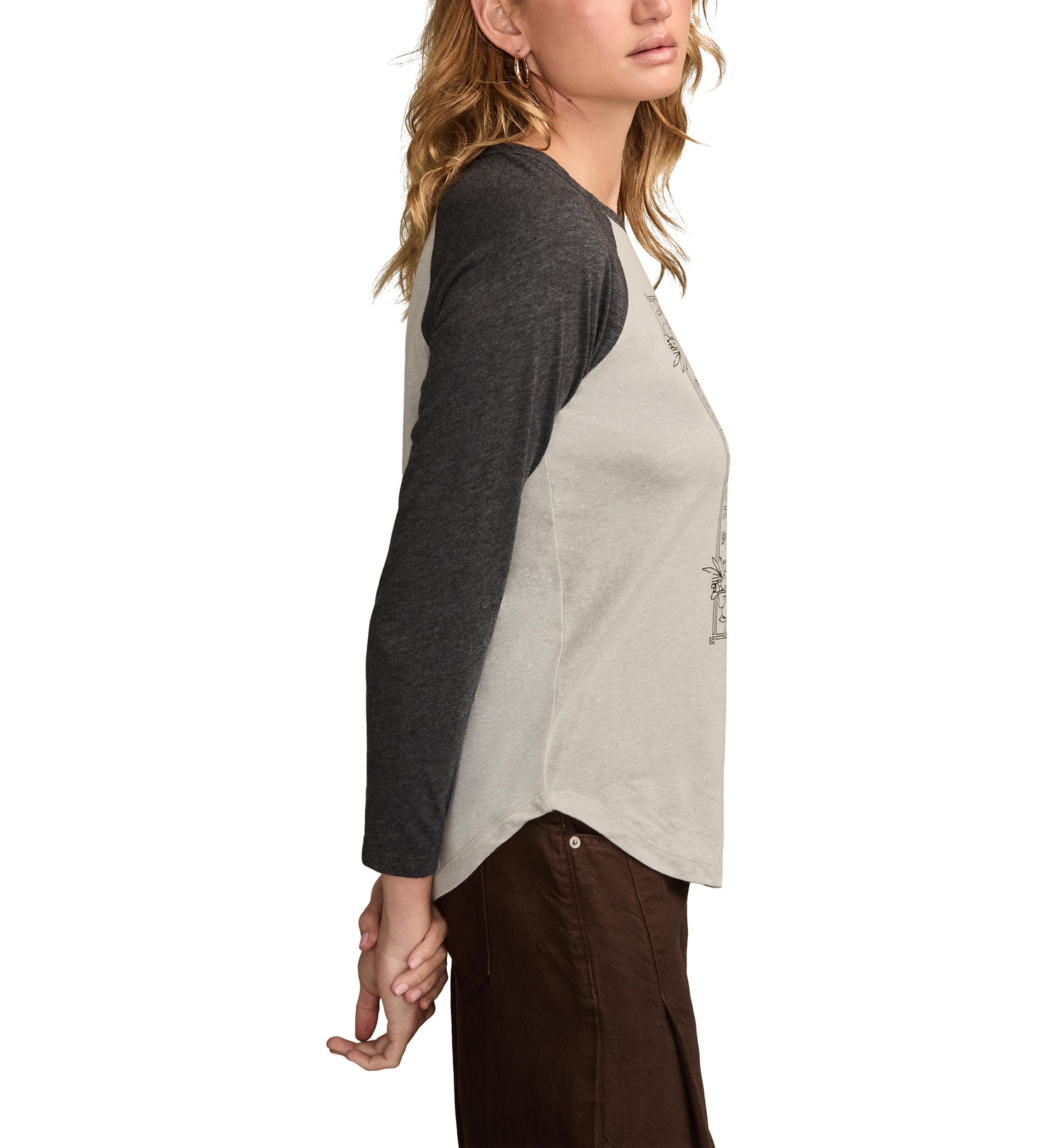 Womens 3/4 Raglan Sleeve Graphic Baseball T-Shirt