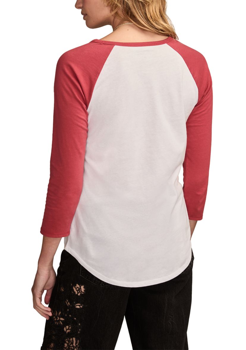 Womens 3/4 Raglan Sleeve Graphic Baseball T-Shirt
