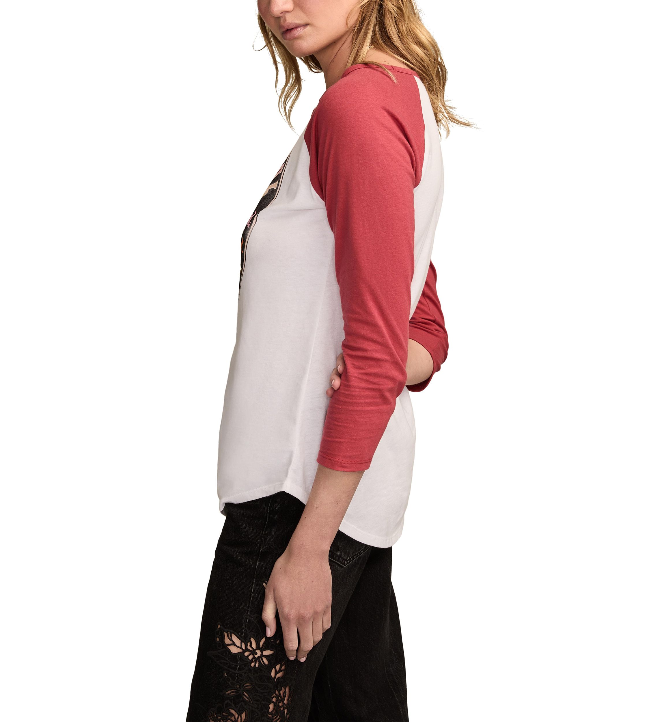 Womens 3/4 Raglan Sleeve Graphic Baseball T-Shirt