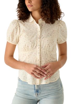 Lucky Brand Women's Puff Sleeve Button Down Shirt, Small
