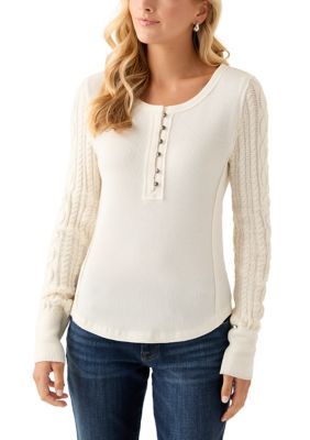 Lucky Brand Women's Sweater Sleeve Henley Shirt, X-Large