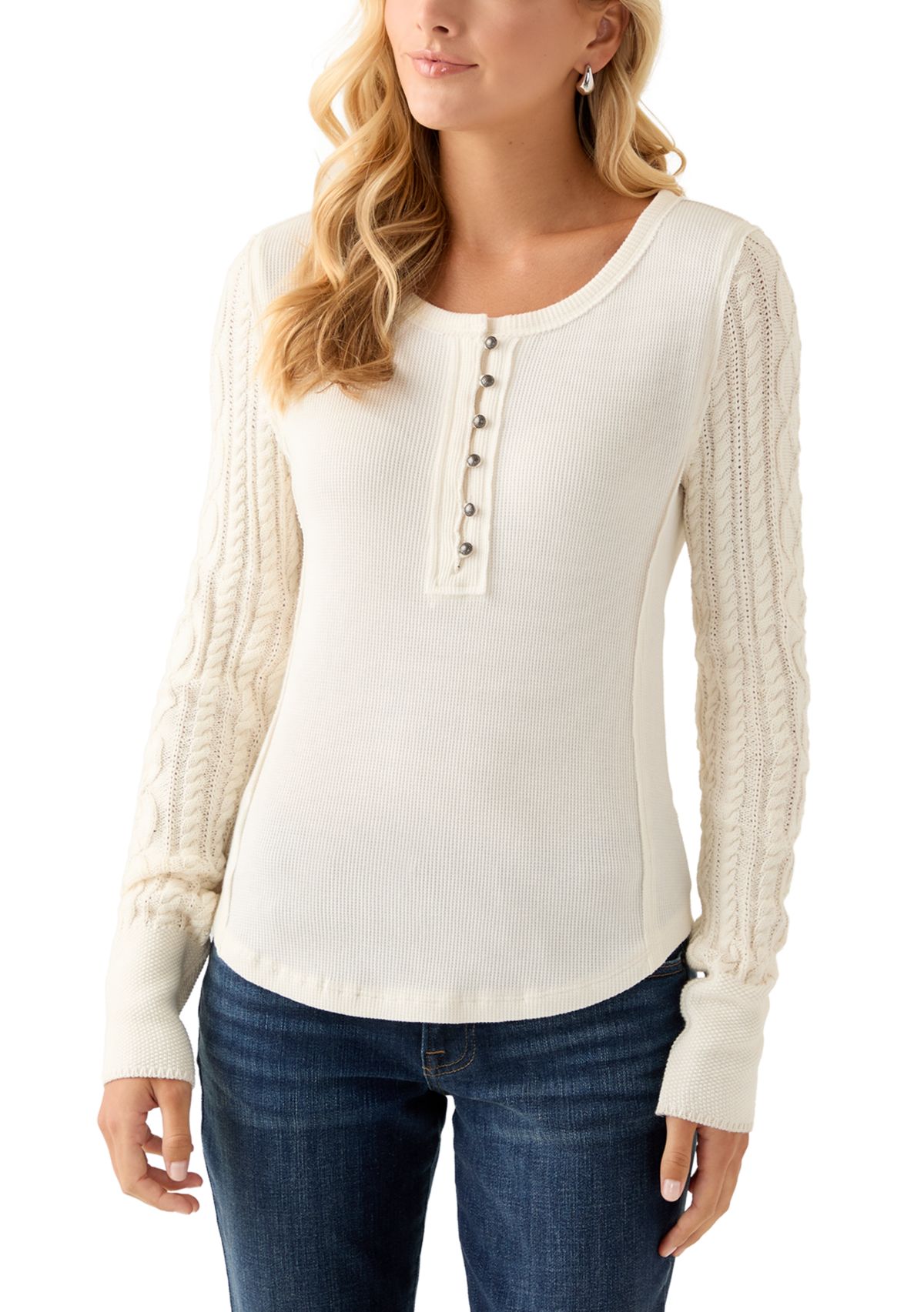 Sweater Sleeve Henley Shirt 