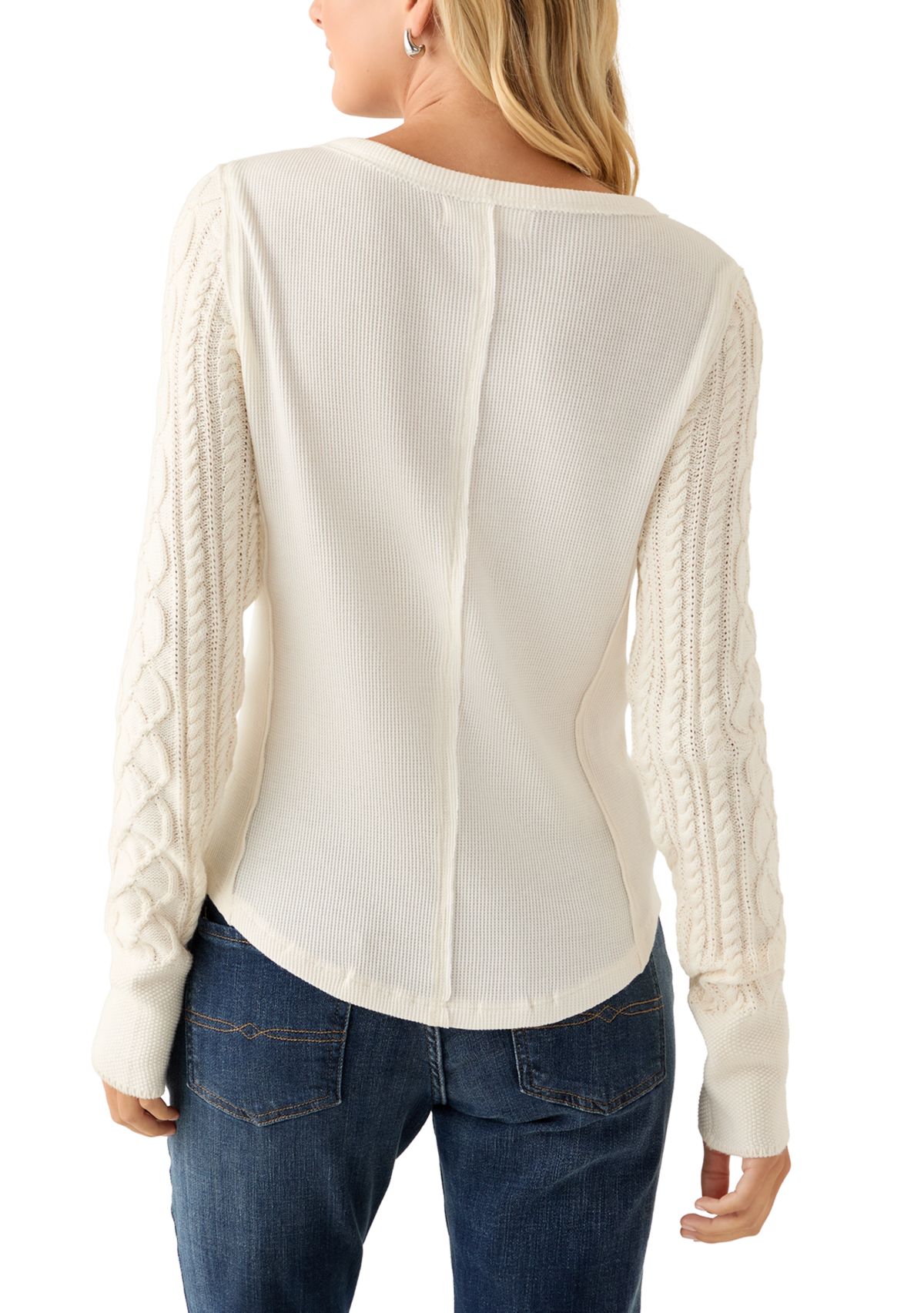 Sweater Sleeve Henley Shirt 