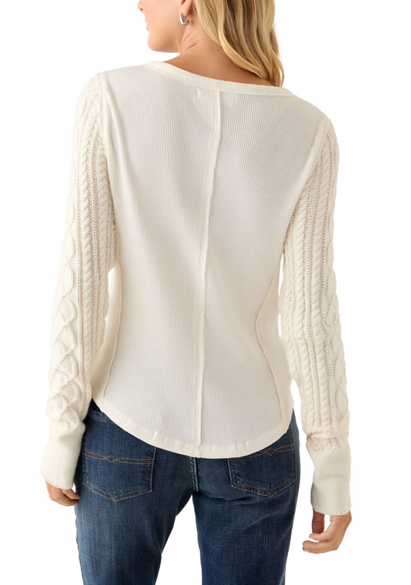 Sweater Sleeve Henley Shirt 