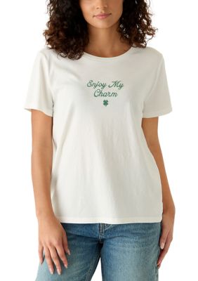 Lucky Brand Women's 'Enjoy My Charm' Embroidered T-Shirt, XL