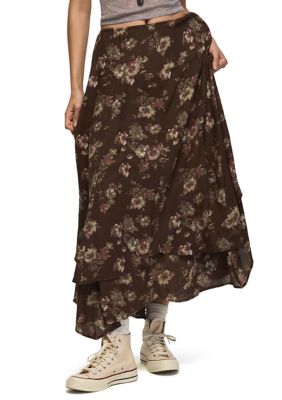 Lucky Brand Women's Floral Drop Waist Midi Skirt