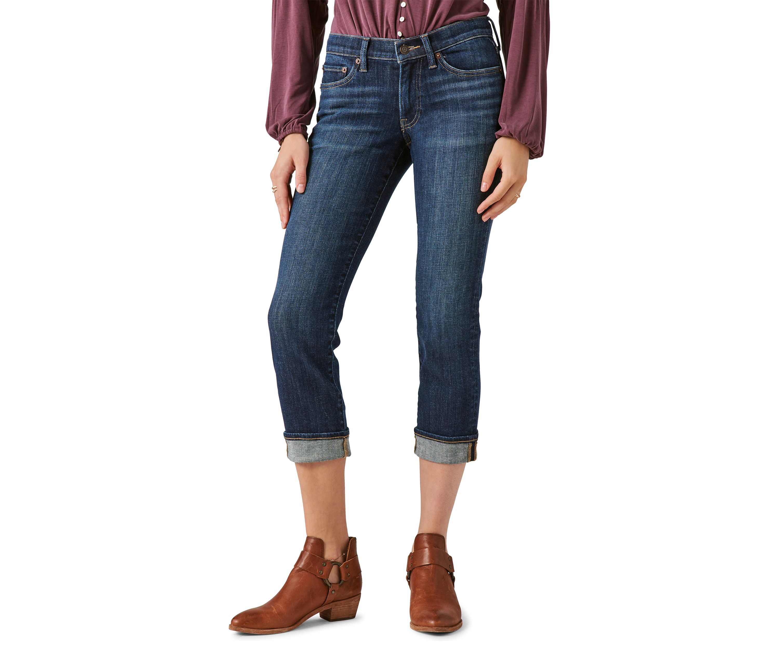 Mid Rise Sweet Crop Cuffed Jeans 
