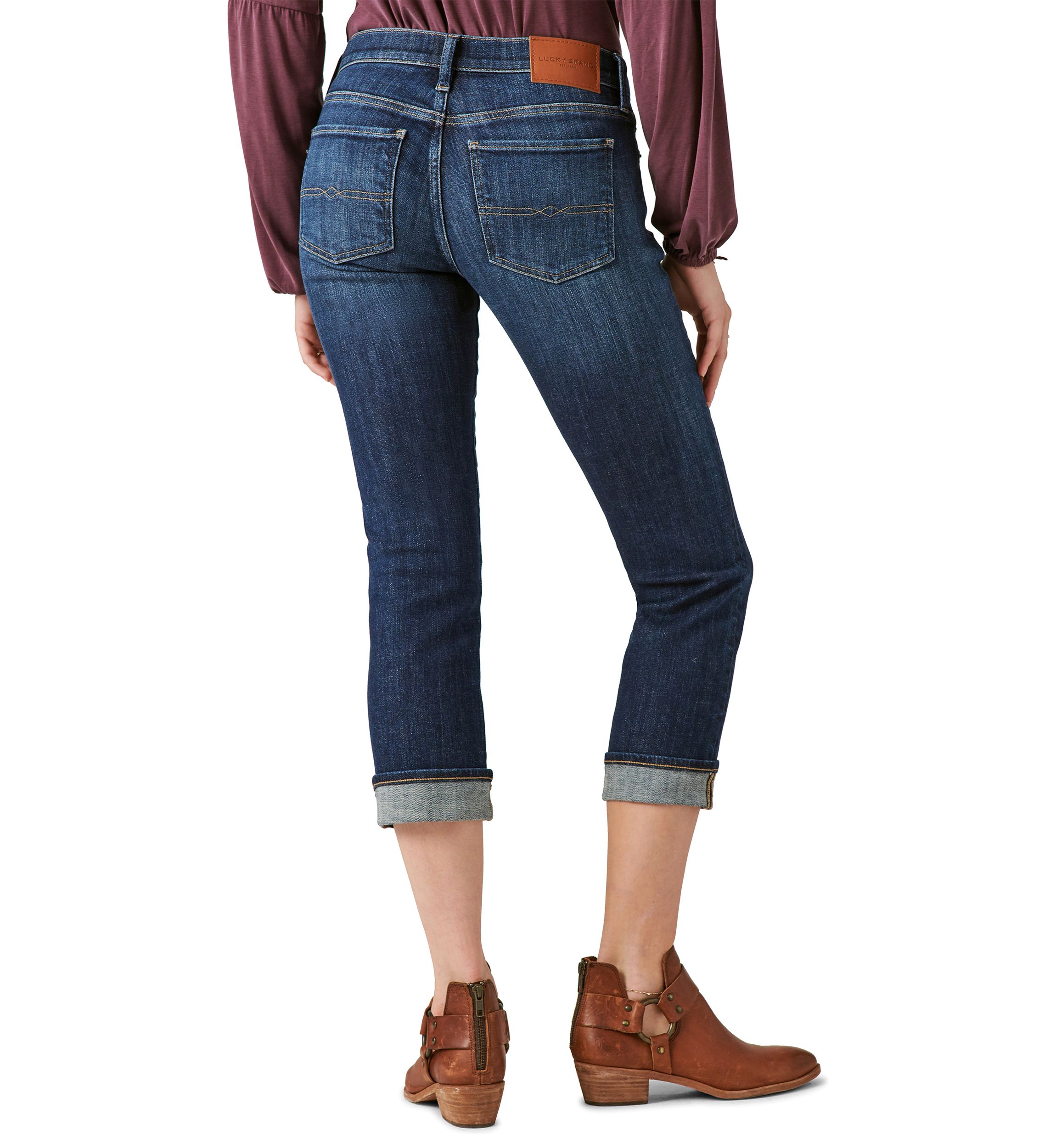 Mid Rise Sweet Crop Cuffed Jeans 
