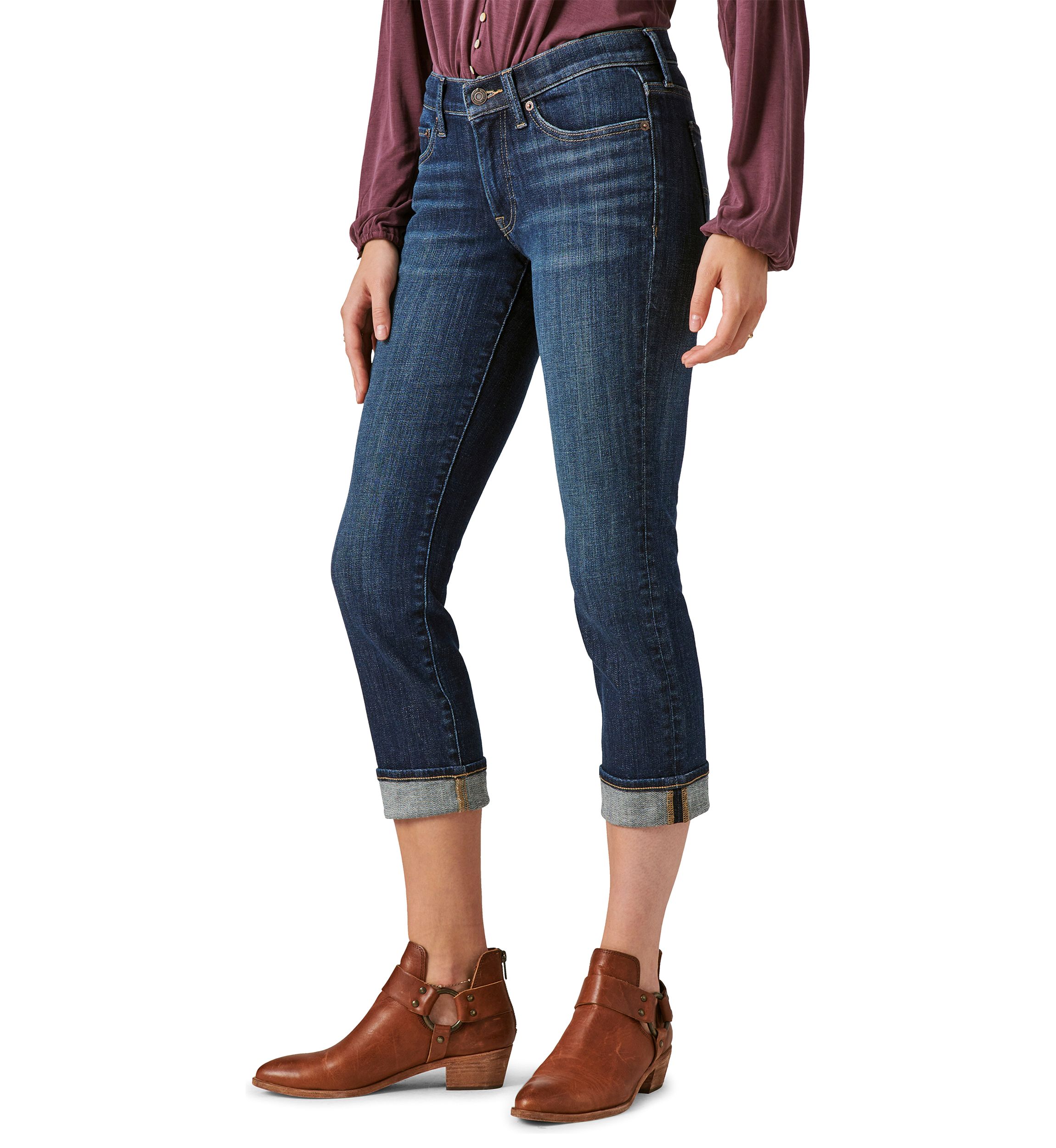 Mid Rise Sweet Crop Cuffed Jeans 