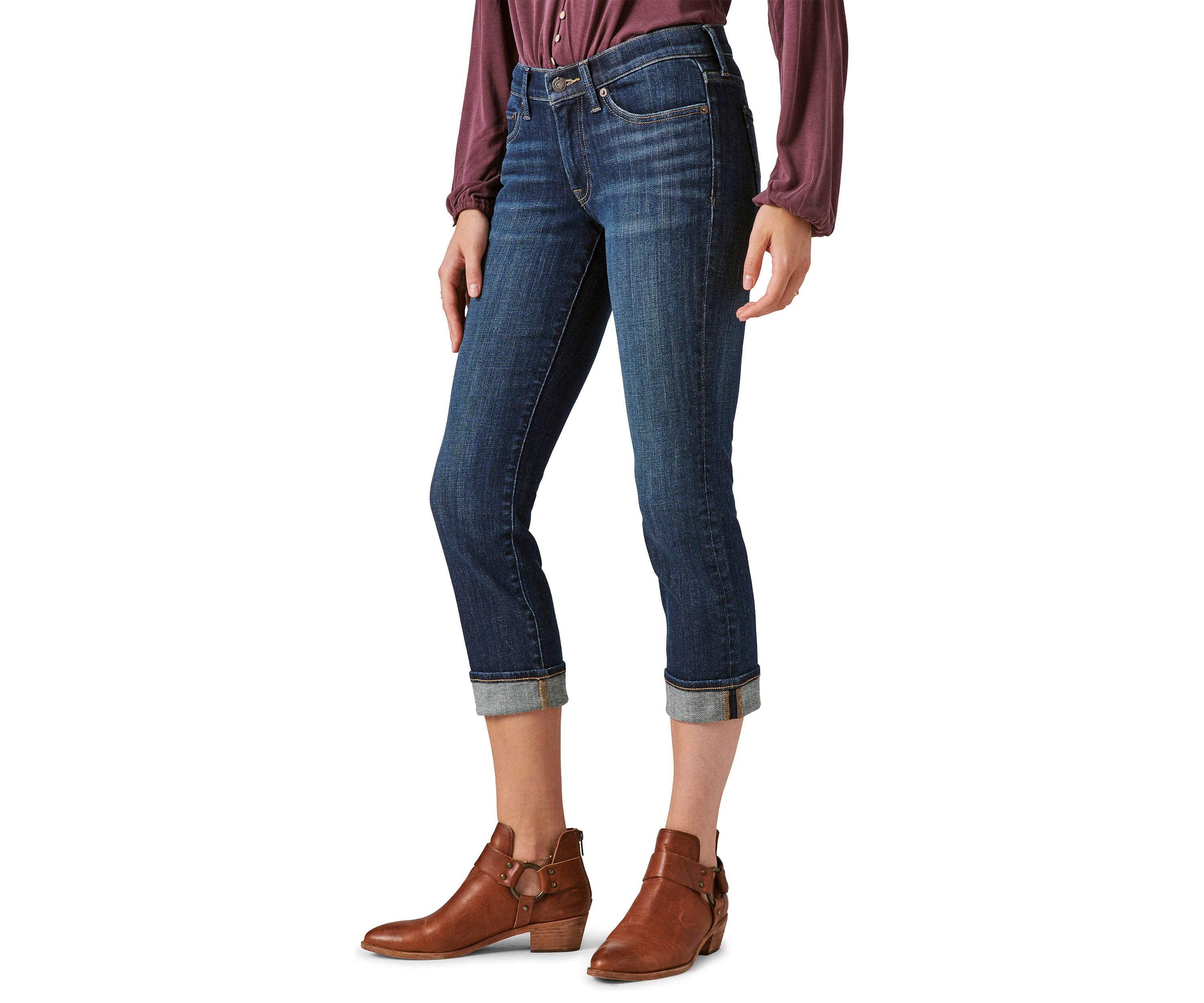 Mid Rise Sweet Crop Cuffed Jeans 