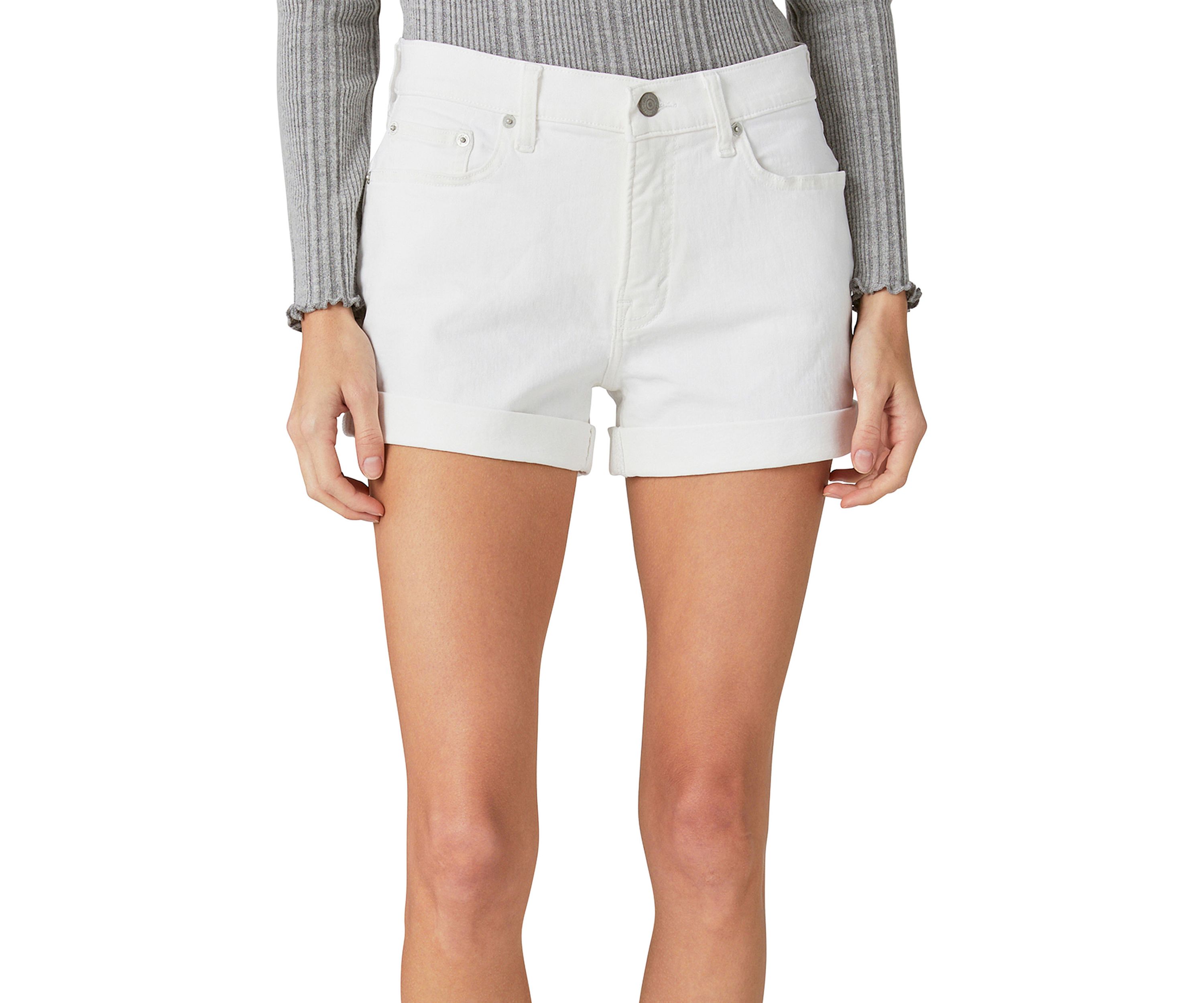 Womens Bright White Cuffed Shorts 