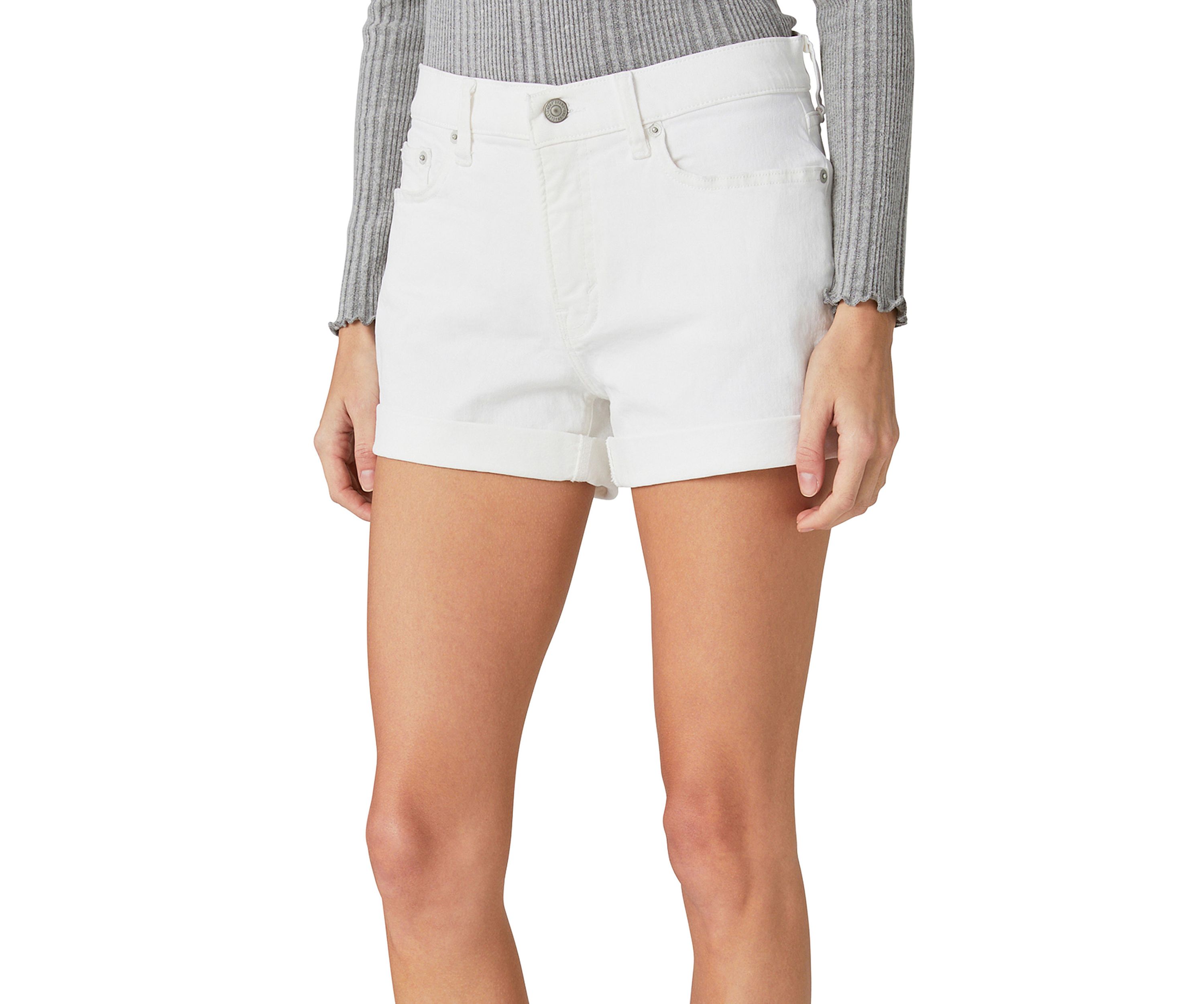 Womens Bright White Cuffed Shorts 
