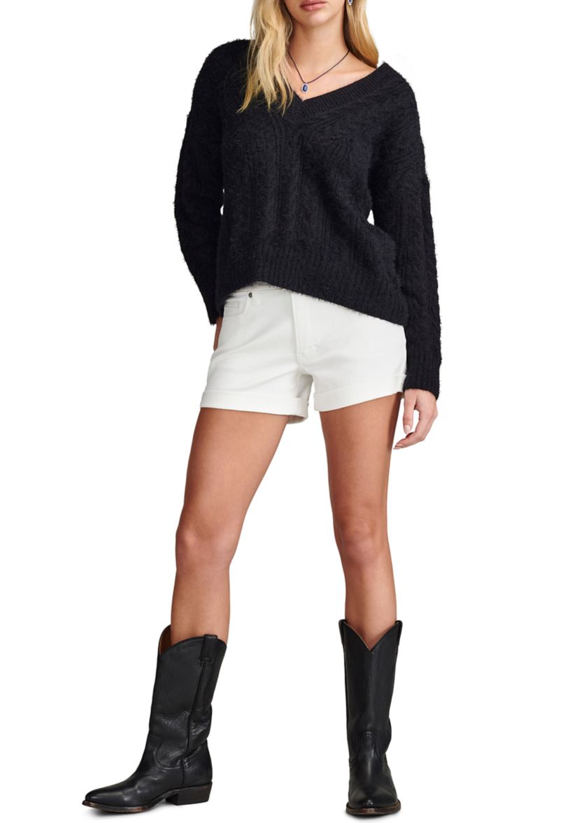 Womens Ava Mid Rise Cutoff Shorts 