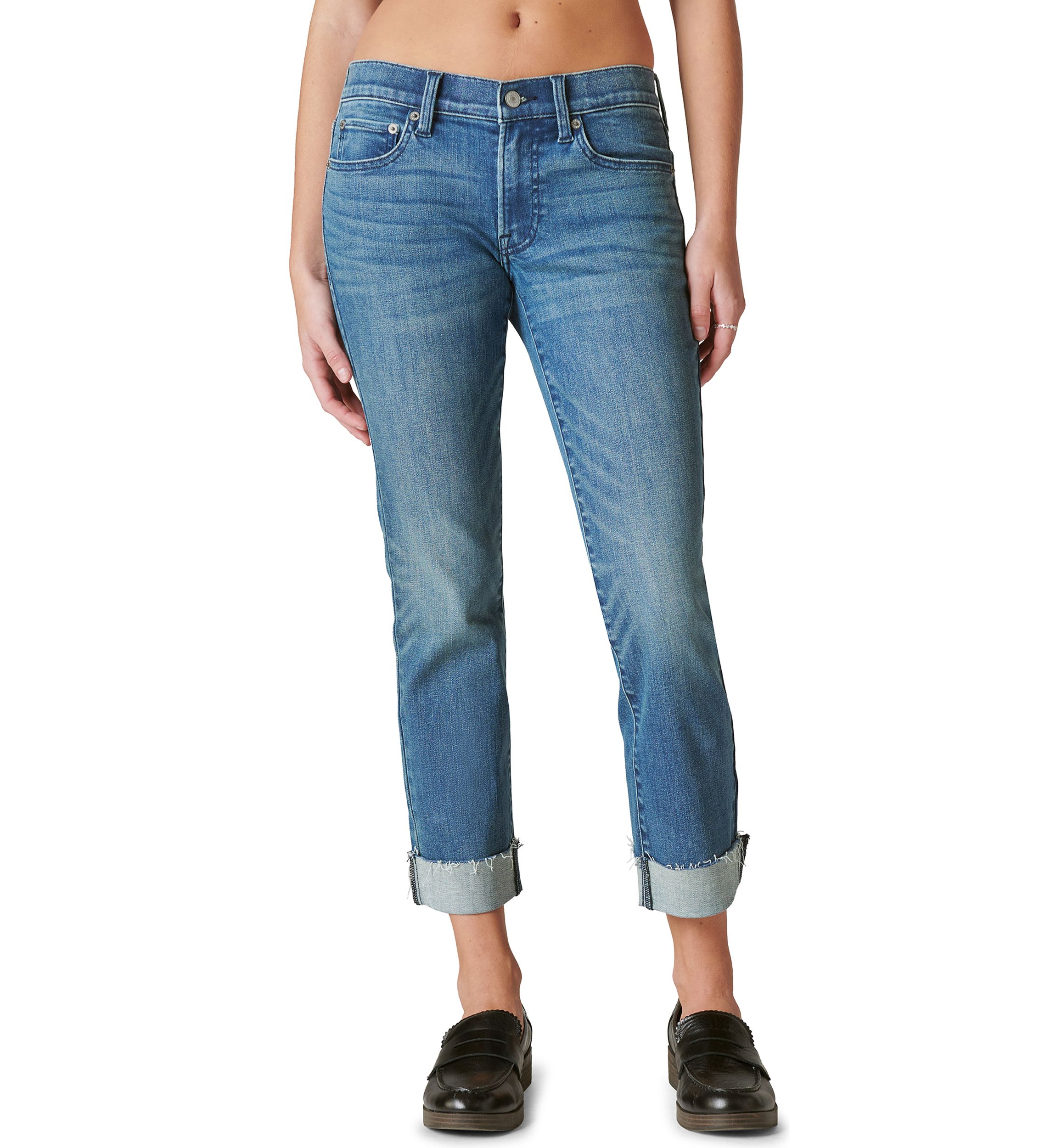 Womens Cuffed Sweet Denim Cropped Pants