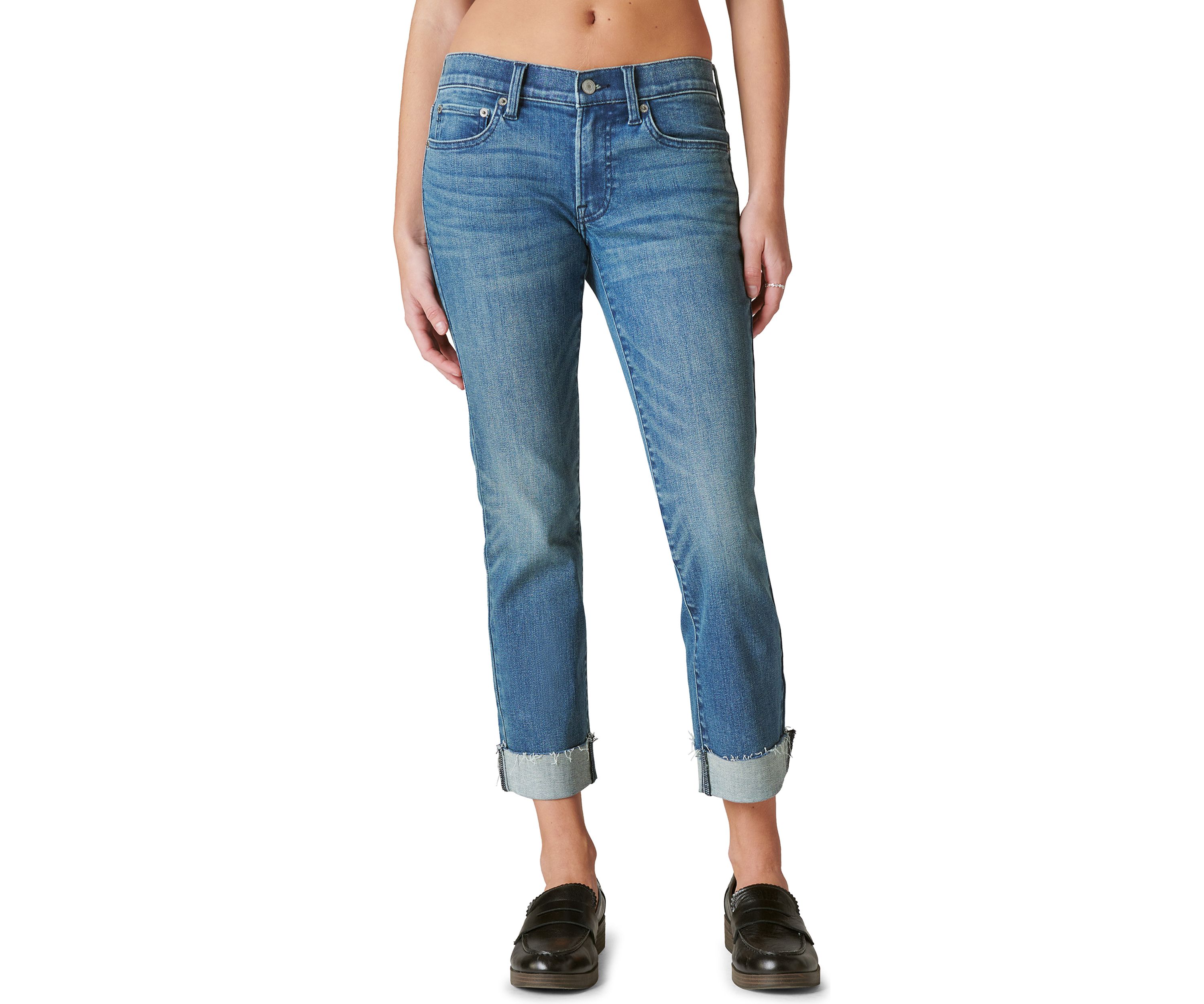 Womens Cuffed Sweet Denim Cropped Pants