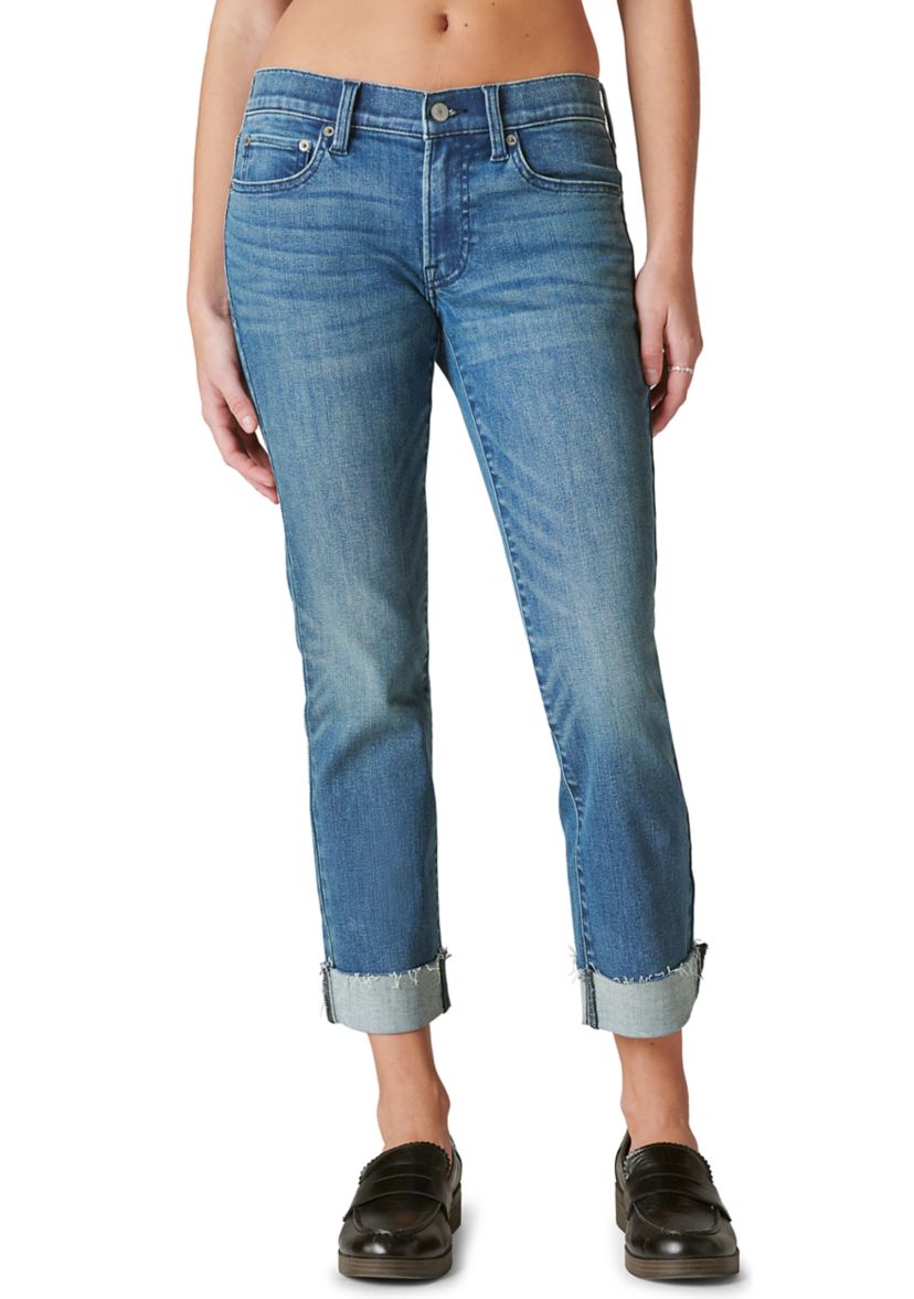 Womens Cuffed Sweet Denim Cropped Pants
