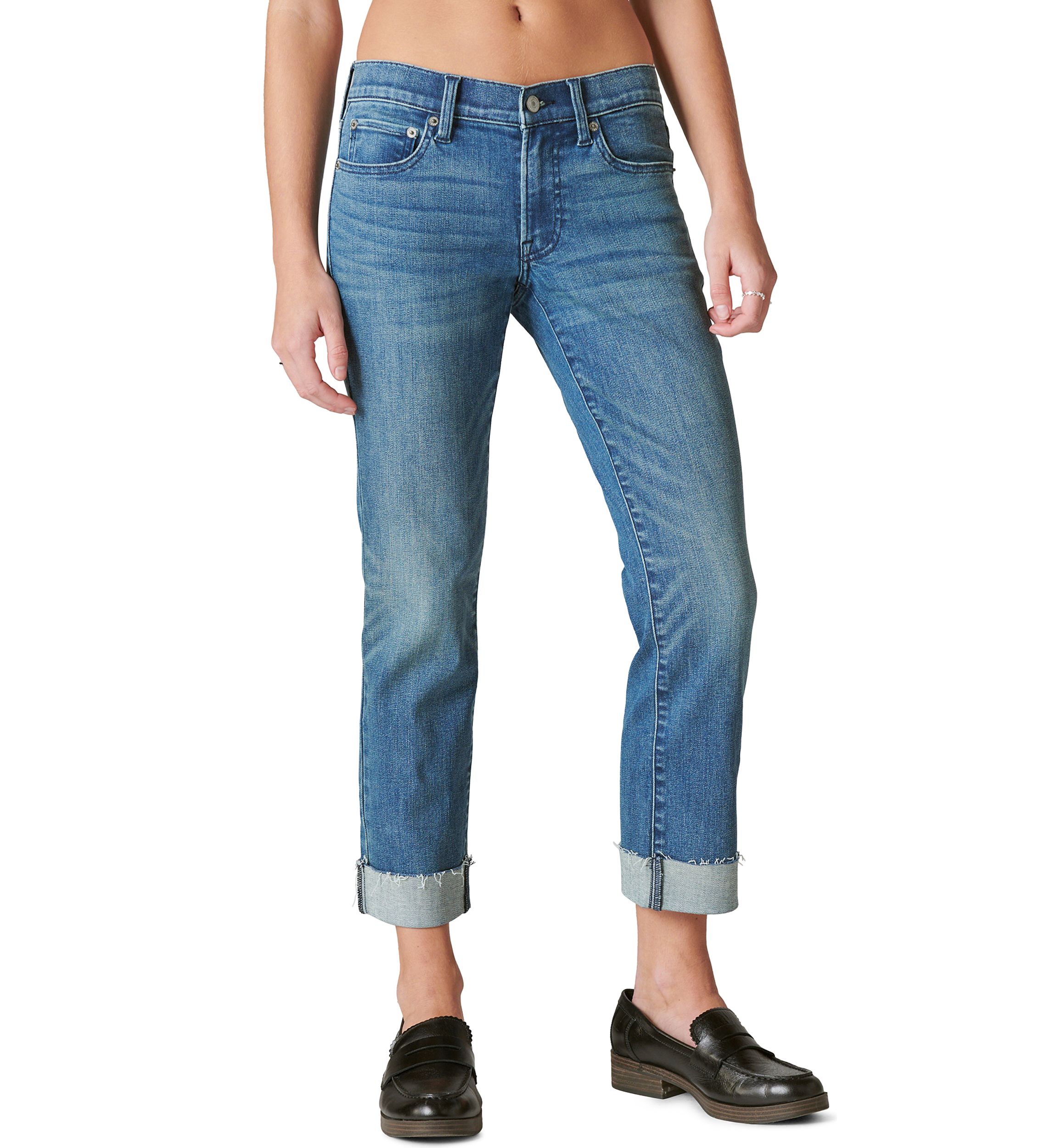 Womens Cuffed Sweet Denim Cropped Pants