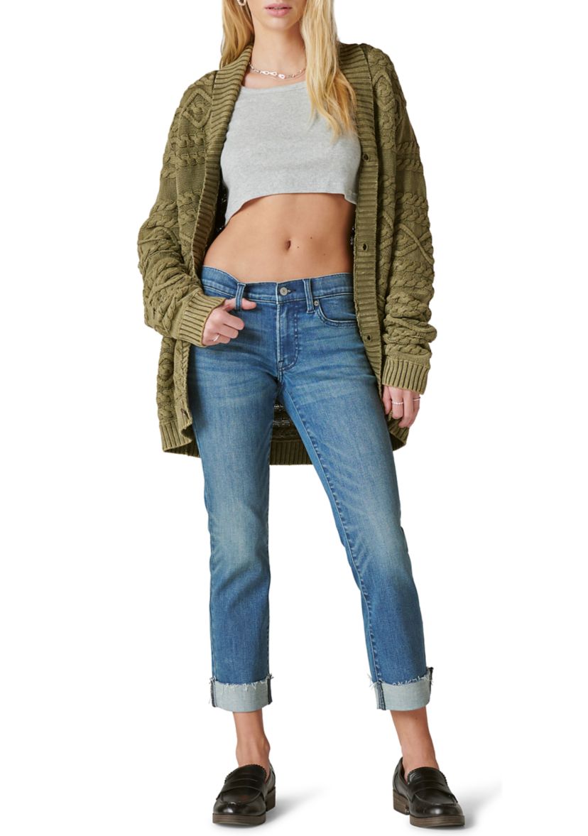 Womens Cuffed Sweet Denim Cropped Pants
